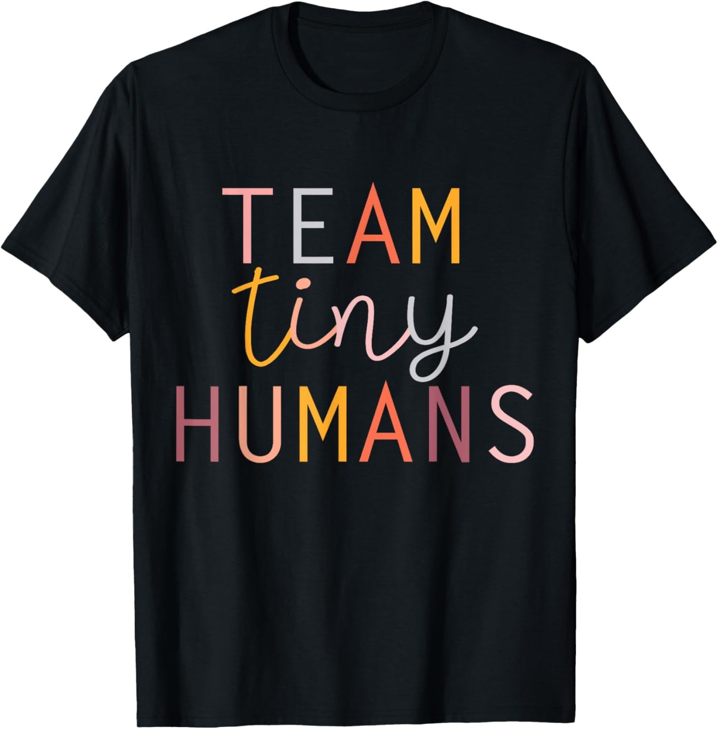 NICU Nurse ICU Neonatal Boho Colorful Retro Team Tiny Humans T-Shirt - T-Shirt | Black
