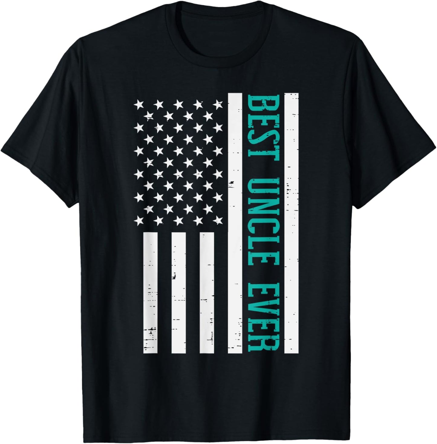 Best Uncle Ever US Flag Vintage Fathers Day Patriotic Men T-Shirt - T-Shirt | Black