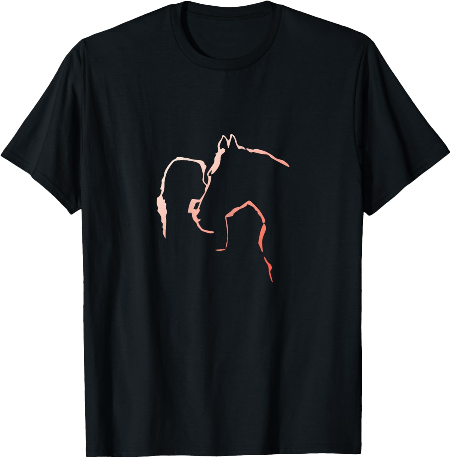 Horse Kiss Horse Motif Girl Kisses Horse Silhouette Horse T-Shirt - T-Shirt | Black