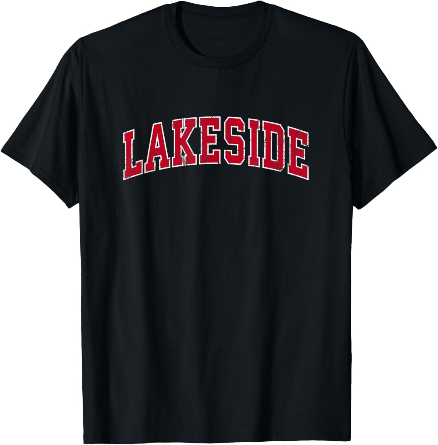 Lakeside Montana MT Vintage Sports Design Red Design T-Shirt - T-Shirt | Black