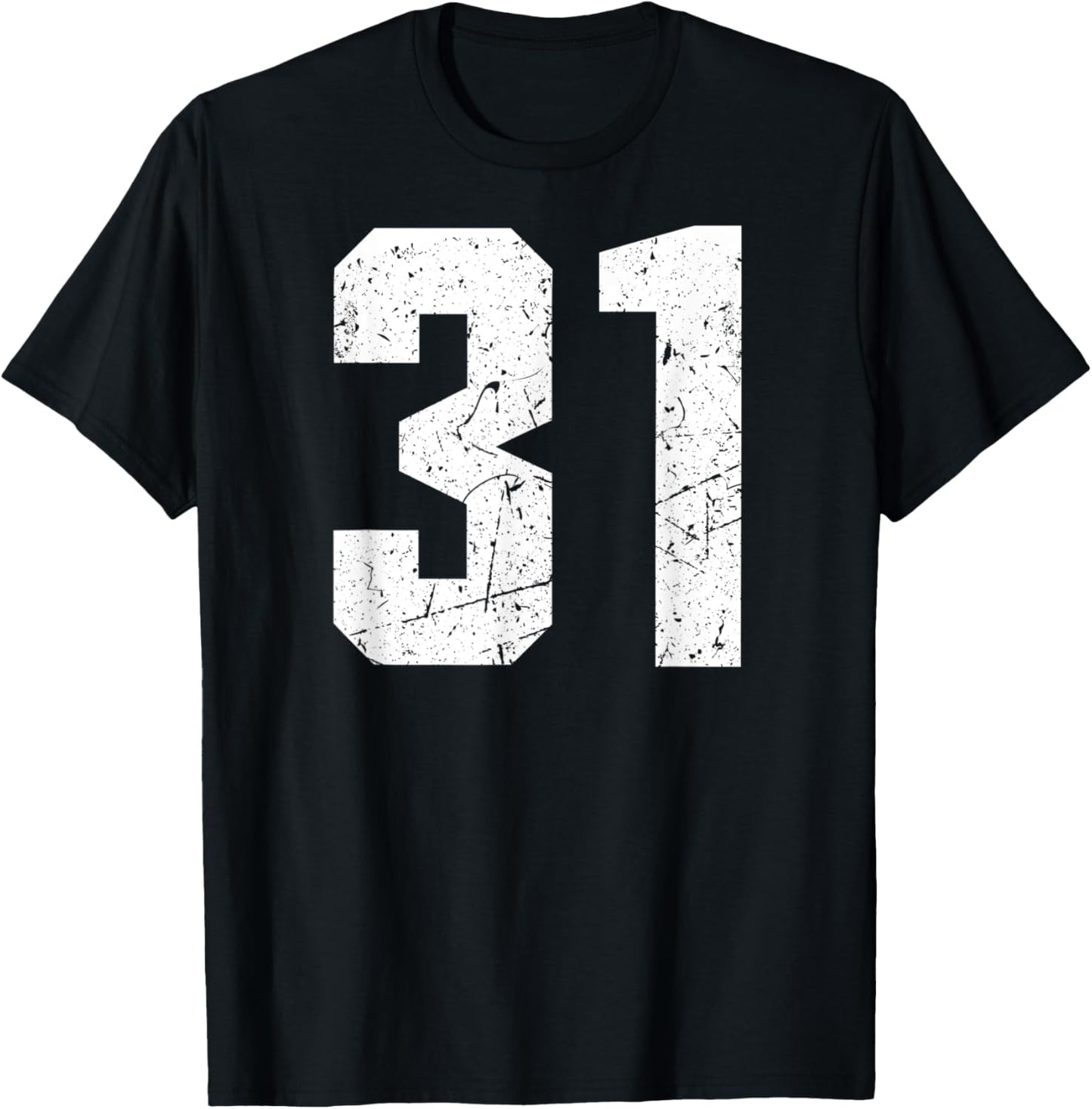 Number #31 Sport Jersey Birthday Age Lucky No. White Vintage T-Shirt - T-Shirt | Black