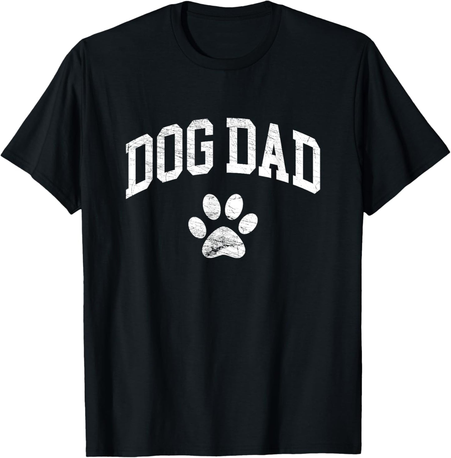 Dog Dad - Distressed Design Style - Funny Dog Paw - Classic T-Shirt - T-Shirt | Black
