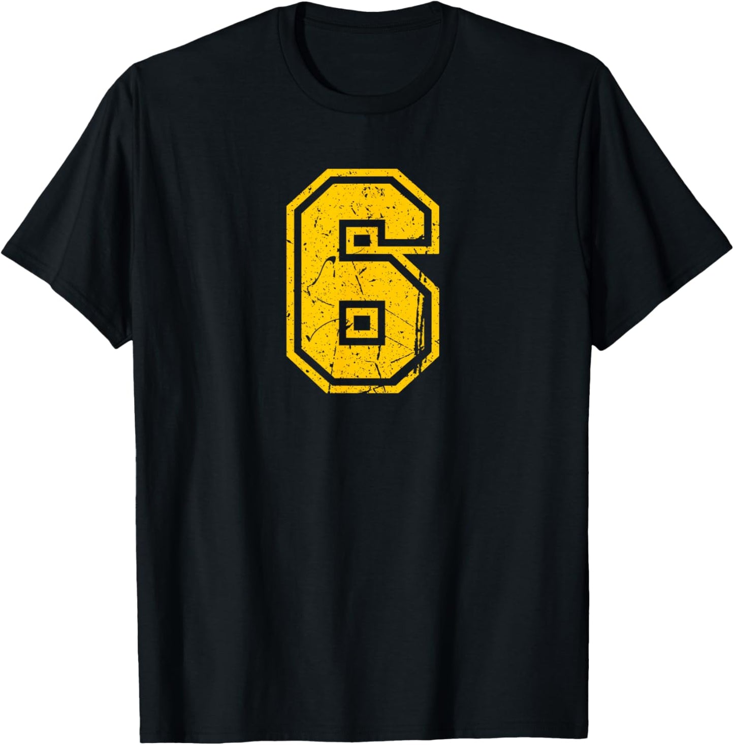 Number #6 Yellow Sports Player T-Shirt - T-Shirt | Black