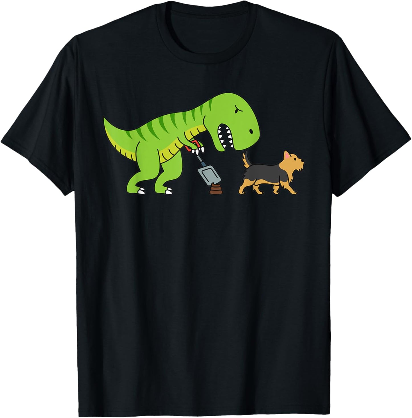 T-Rex Dinosaur Poop Yorkshire Terrier Dog T-Shirt - T-Shirt | Black