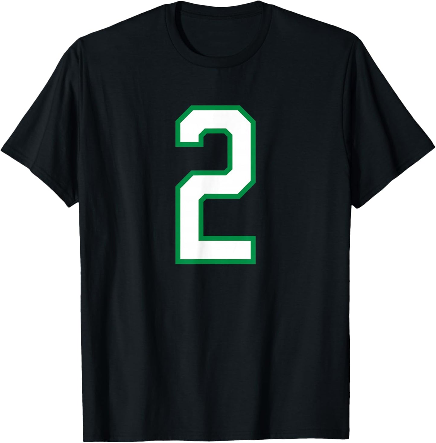 Number #2 White Green Sports Team T-Shirt - T-Shirt | Black