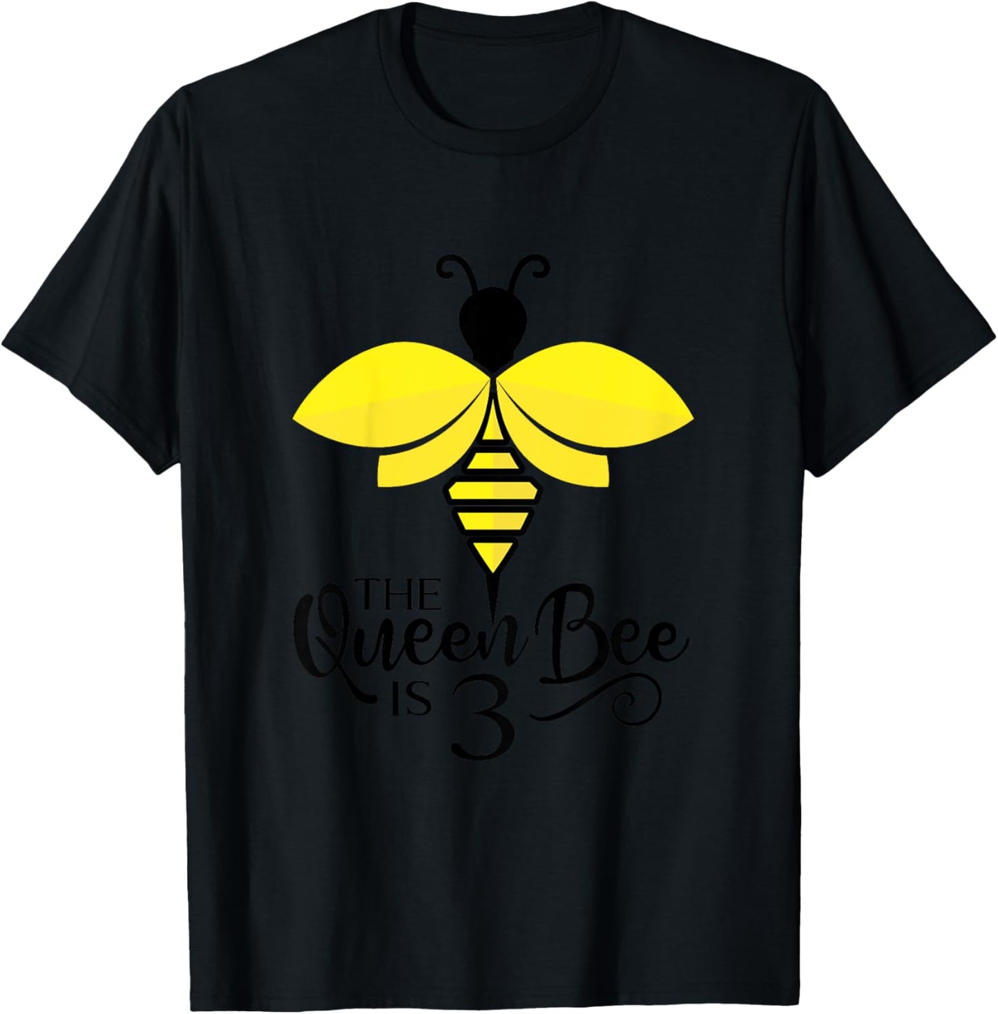 Kids 3rd Birthday The Queen Bee Is 3 Years Old Bumblebee T-Shirt - T-Shirt | Black