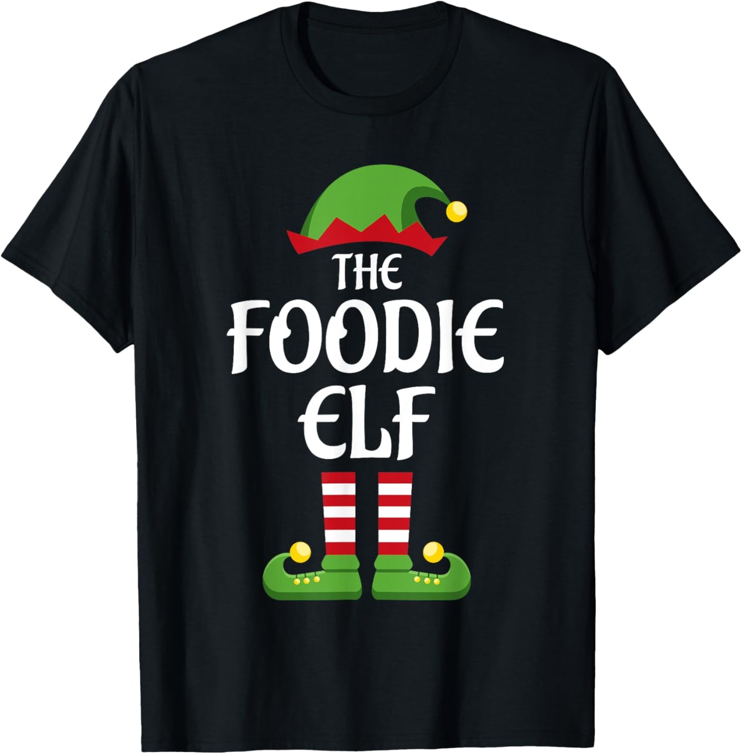 Foodie Elf Family Matching Group Christmas T-Shirt - T-Shirt | Black