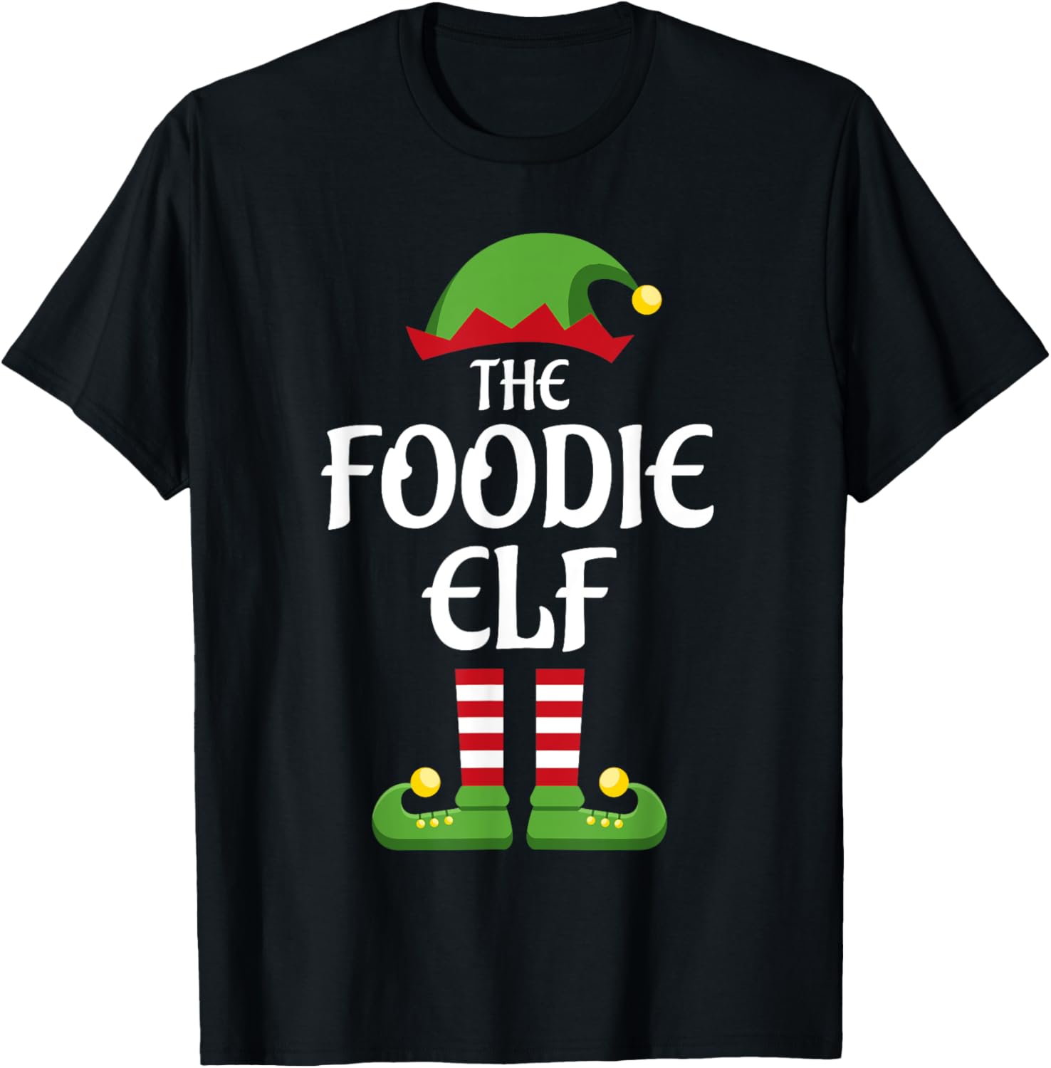Foodie Elf Family Matching Group Christmas T-Shirt - T-Shirt | Black