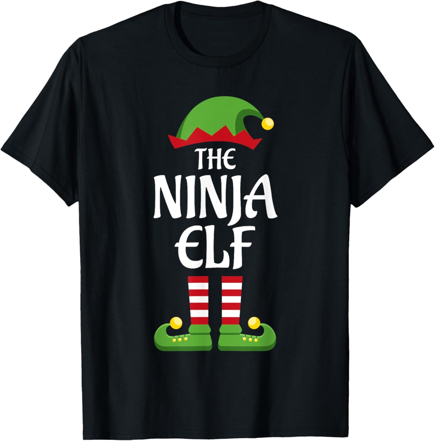 Ninja Elf Family Matching Group Christmas Outfit T-Shirt - T-Shirt | Black