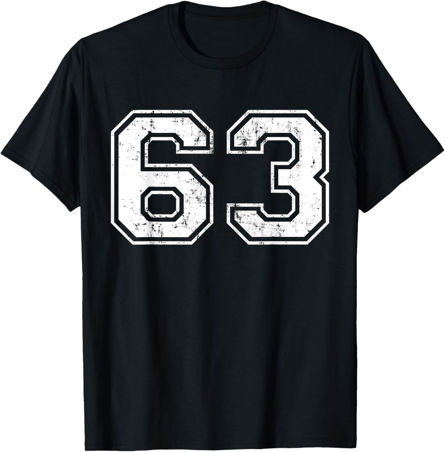 Number 63 Distressed Vintage Sixty Three Sport Team Practice T-Shirt - T-Shirt | Black