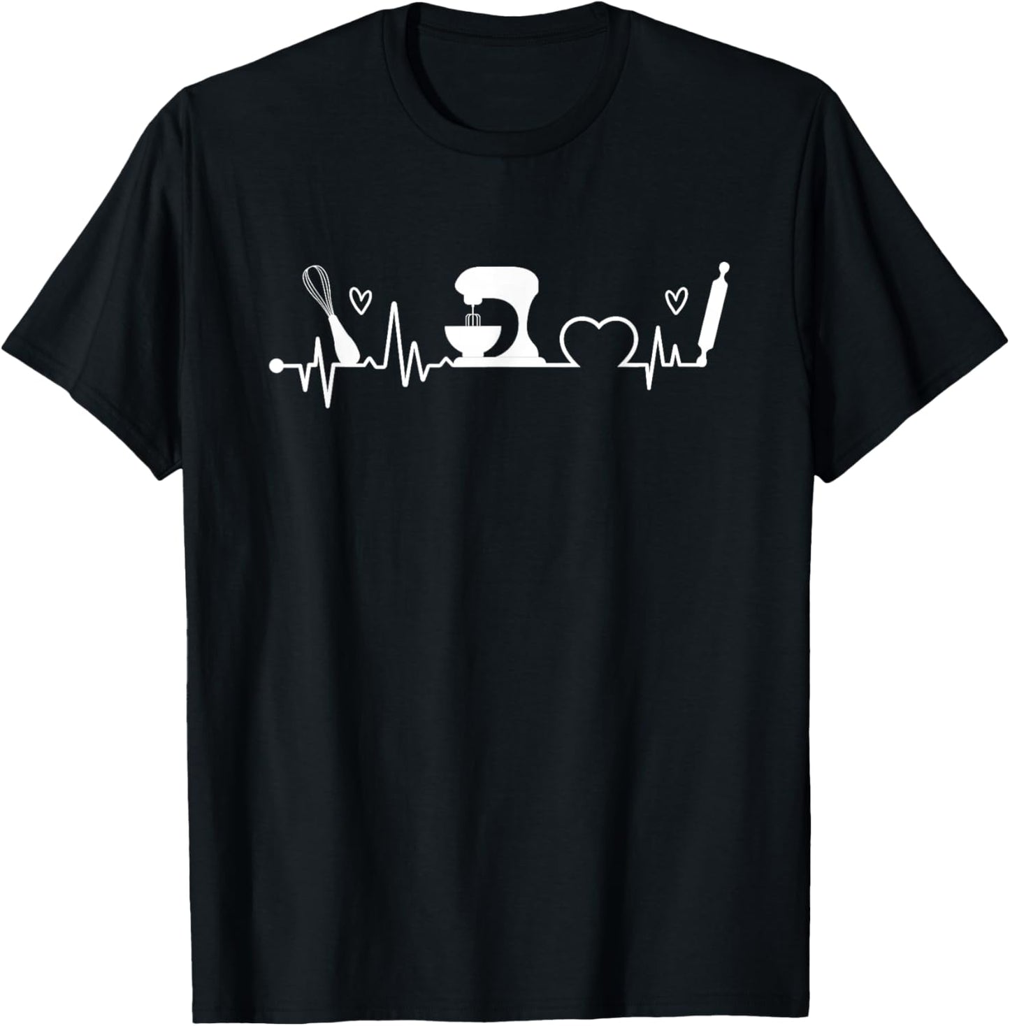 Baking Heartbeat Baker Bakery Owner Pastry Chef T-Shirt - T-Shirt | Black