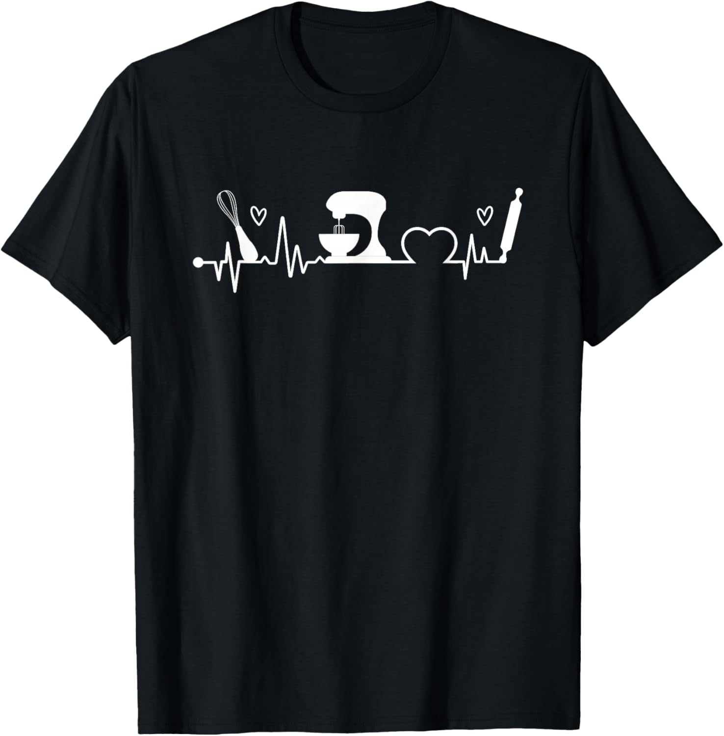 Baking Heartbeat Baker Bakery Owner Pastry Chef T-Shirt - T-Shirt | Black