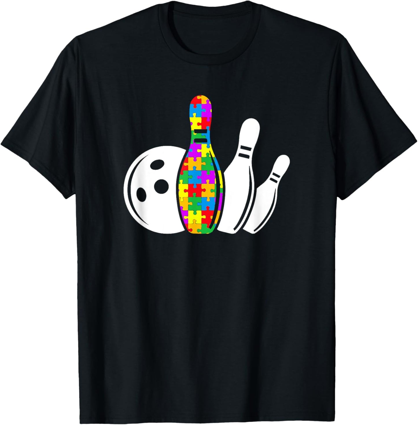 Bowling Sport Autism Awareness Puzzle Different Mom Dad T-Shirt - T-Shirt | Black