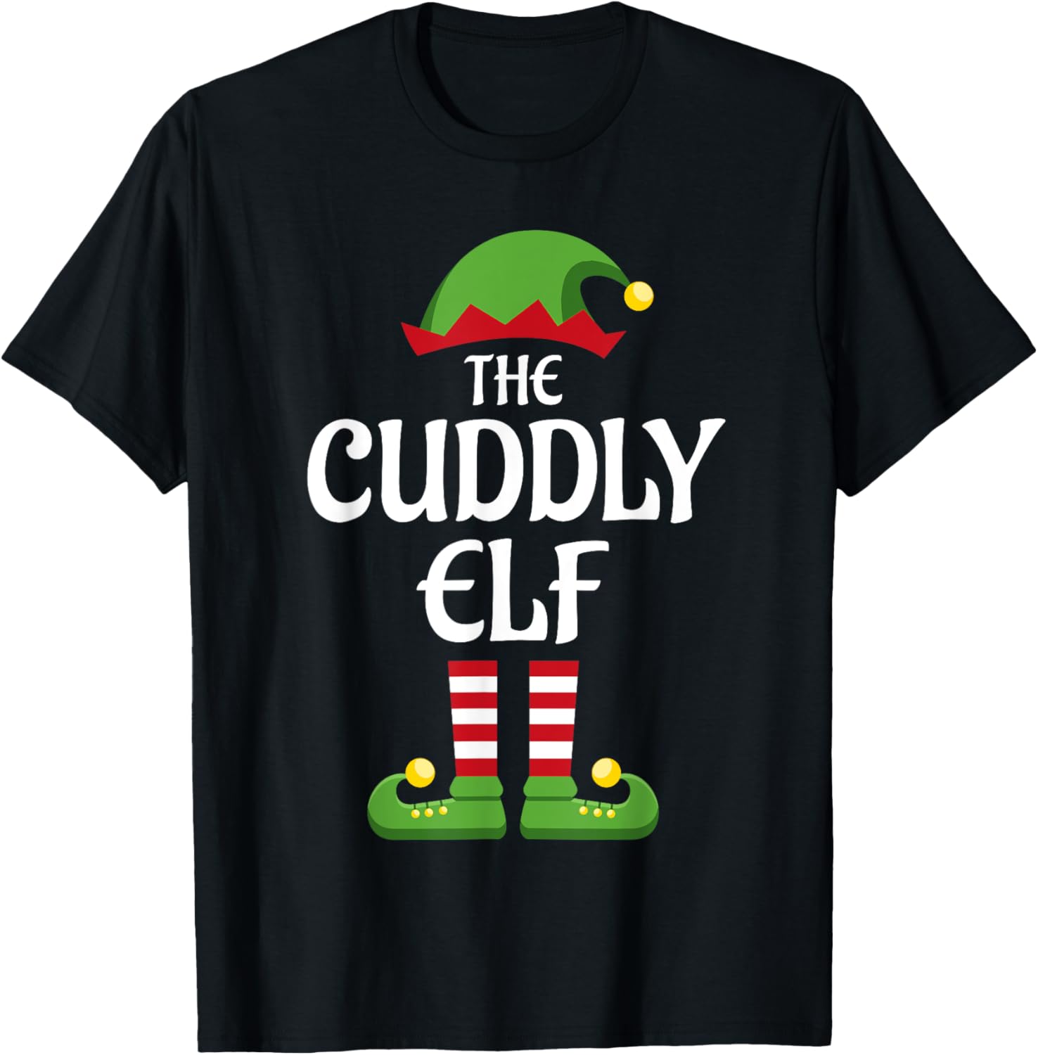Cuddly Elf Family Matching Group Christmas T-Shirt - T-Shirt | Black