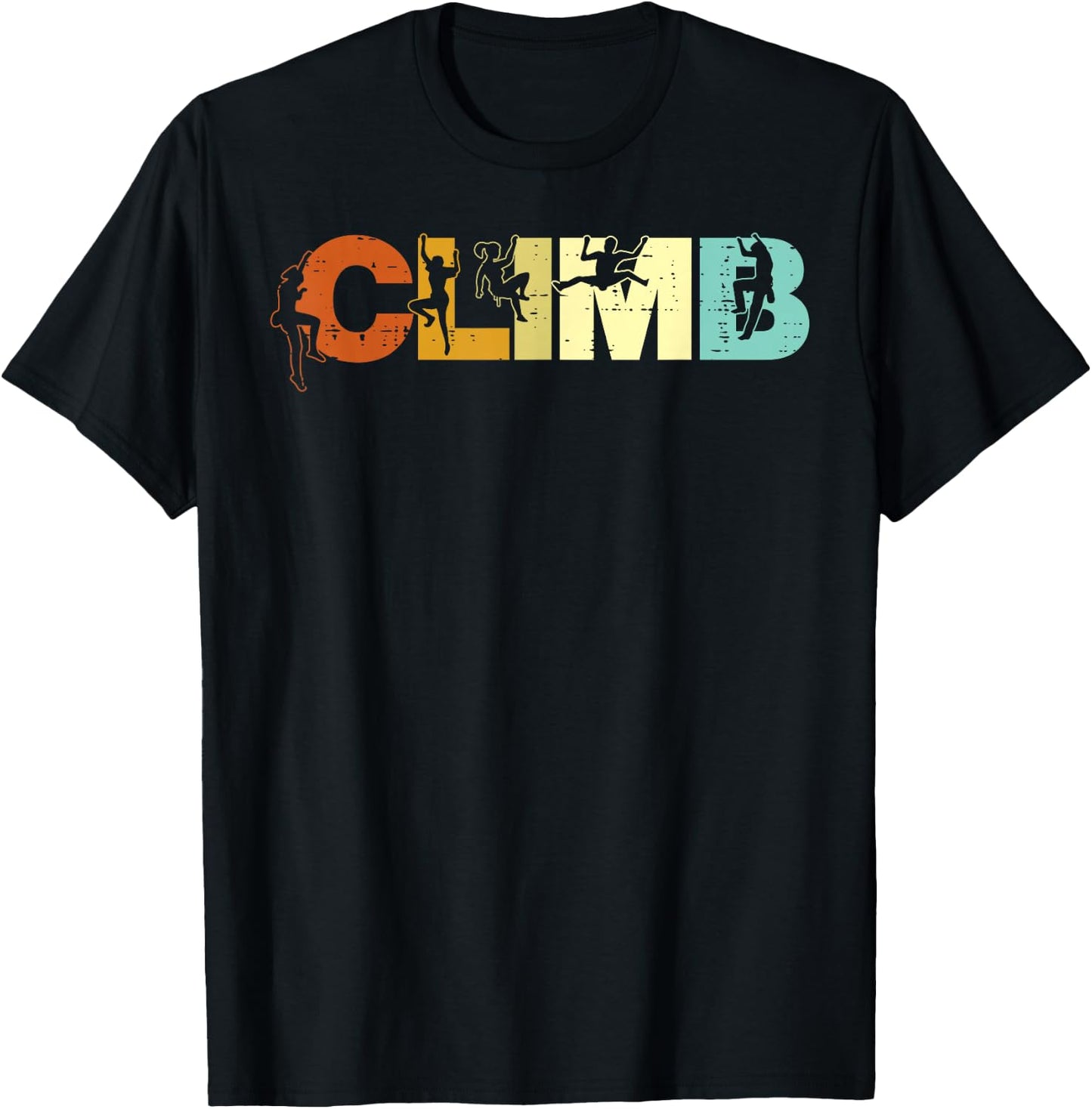 Climbing Climb Letters Retro Rock Climber Women Girls Kids T-Shirt - T-Shirt | Black
