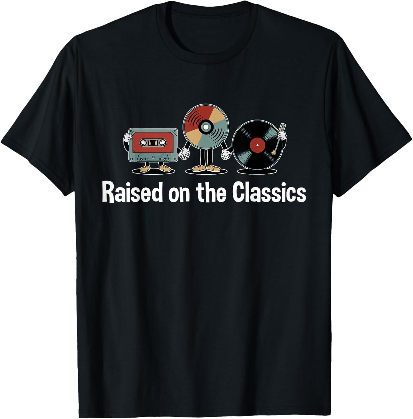 Raised on the Classics – Nostalgic VHS, DVD, 4k Bluray Disc T-Shirt - T-Shirt | Black