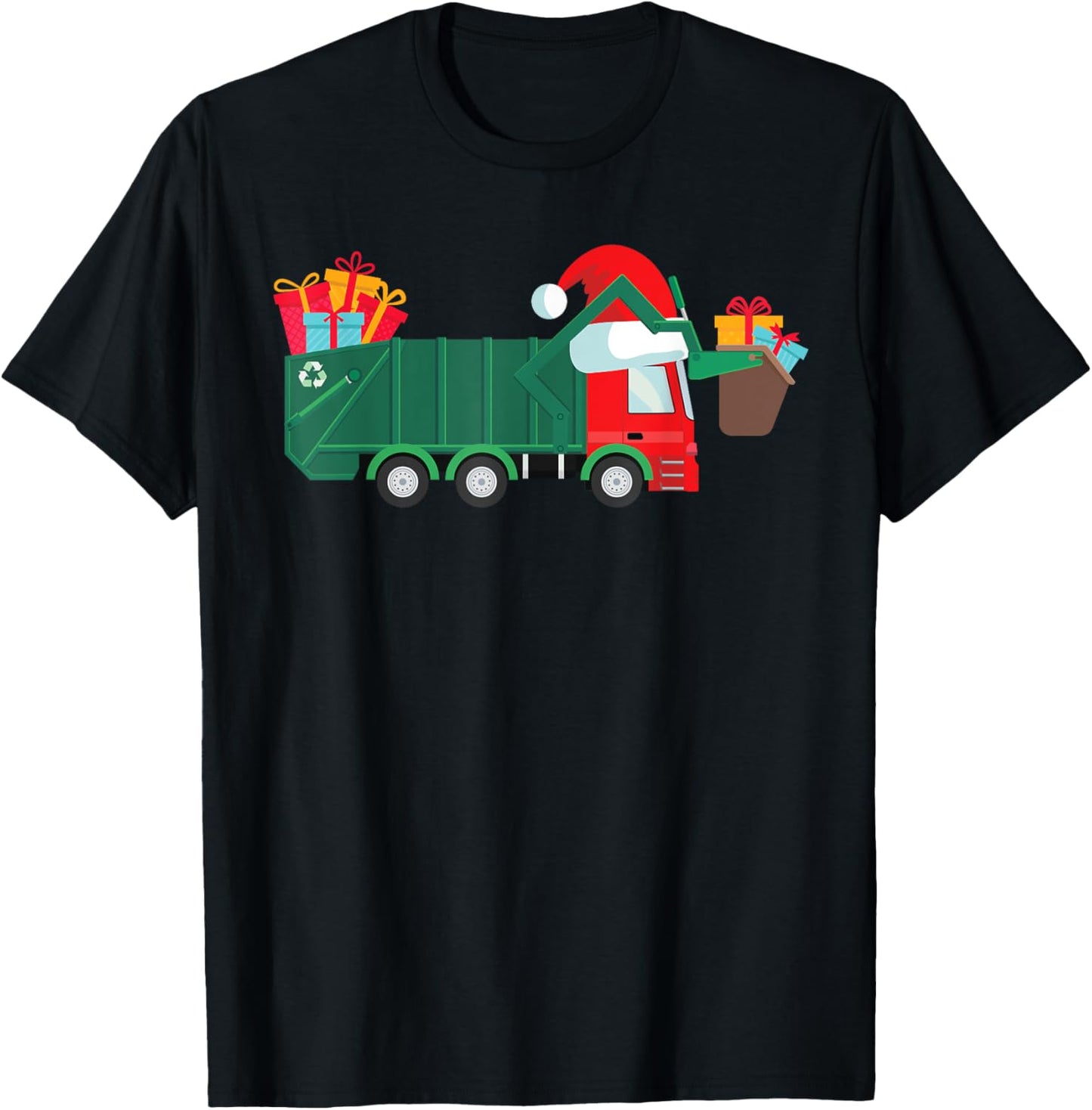 Christmas Truck Shirt for Boys Kids Funny Garbage Truck T-Shirt - T-Shirt | Black