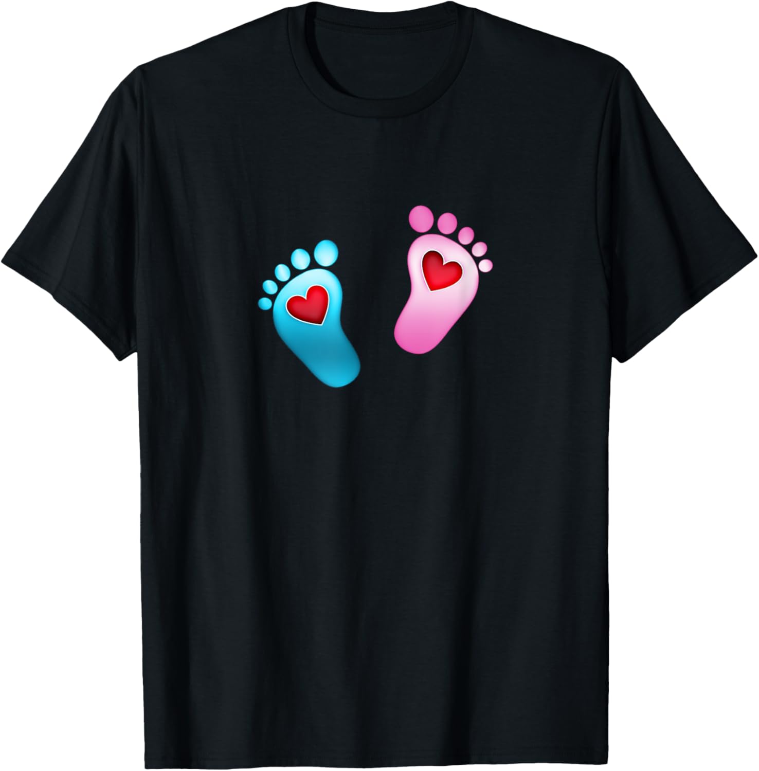 Baby footprint love heart foot feet boy girl valentine T-Shirt - T-Shirt | Black