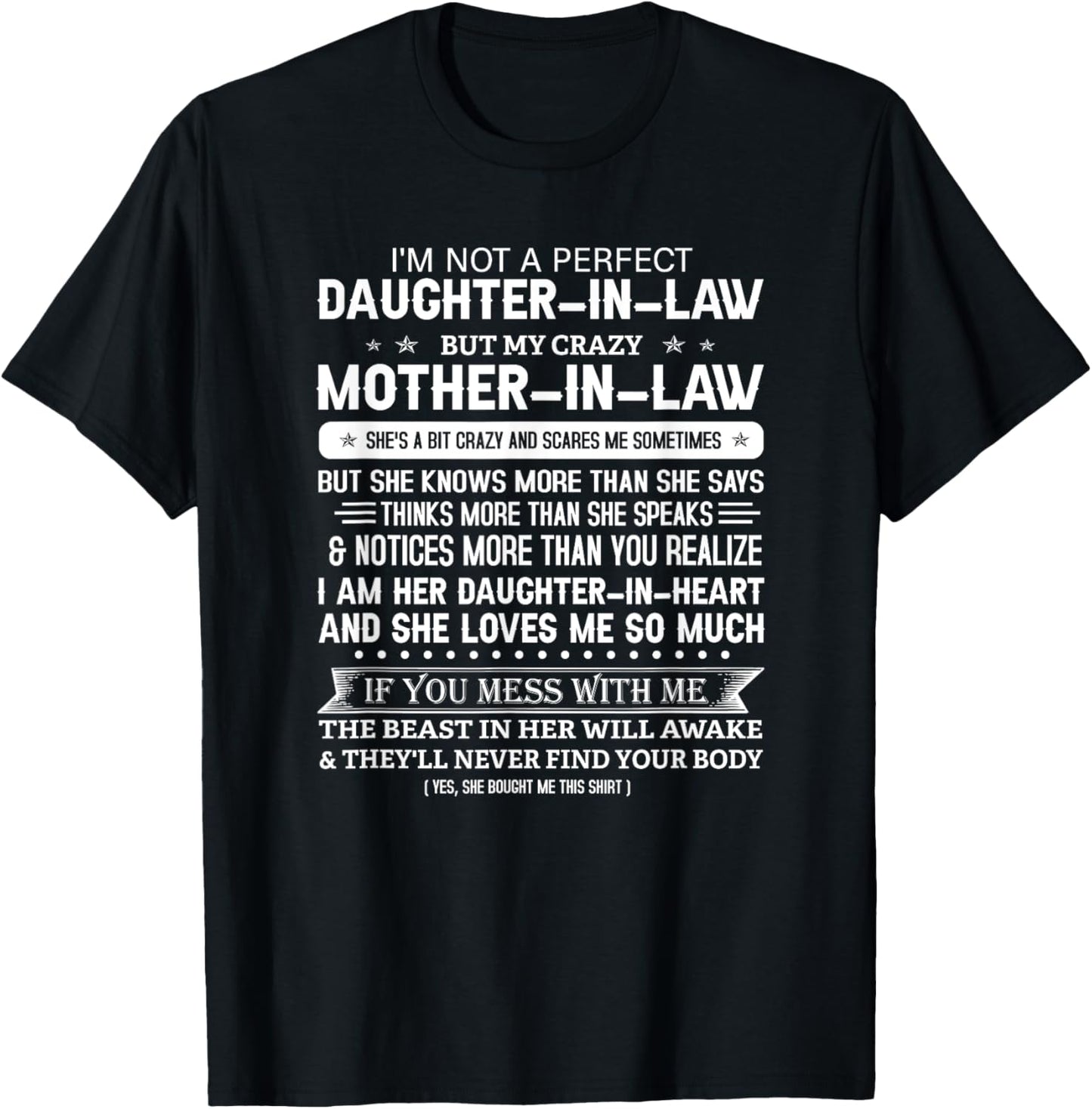 I'm Not A Perfect Daughter-in-law But My Crazy Mother-in-law T-Shirt - T-Shirt | Black