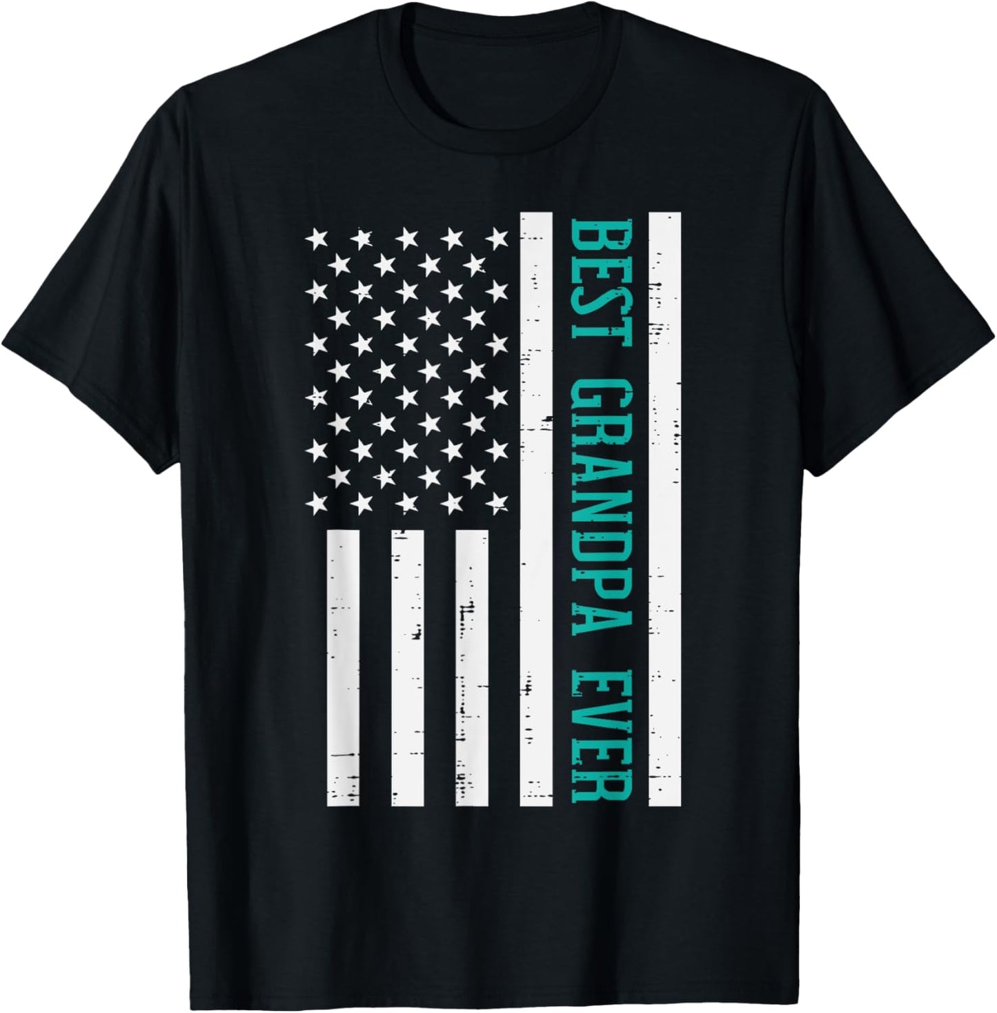 Best Grandpa Ever US Flag Vintage Fathers Day Patriotic Women Men T-Shirt - T-Shirt | Black