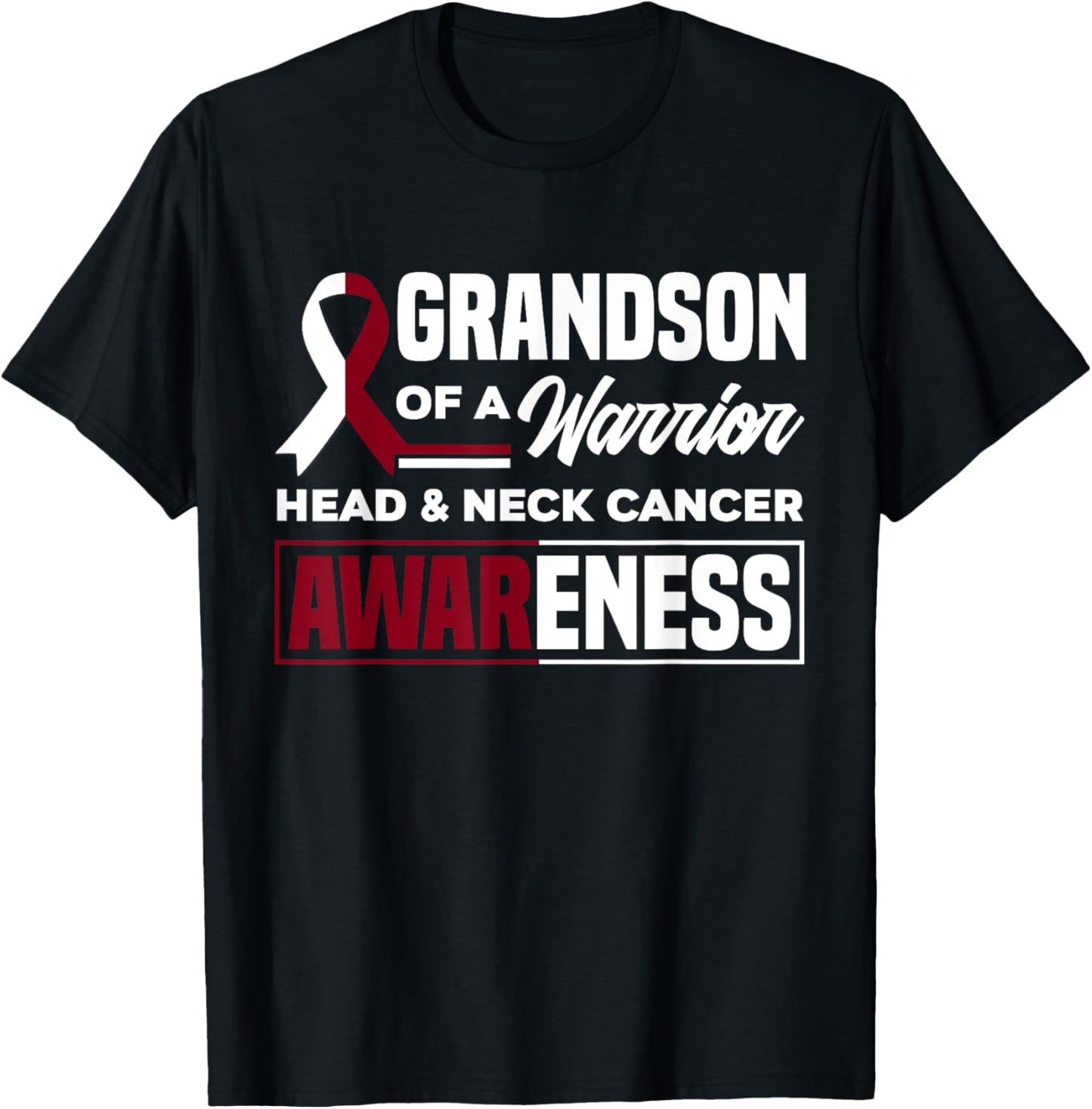 Grandson Of A Warrior Support Head & Neck Cancer Awareness T-Shirt - T-Shirt | Black