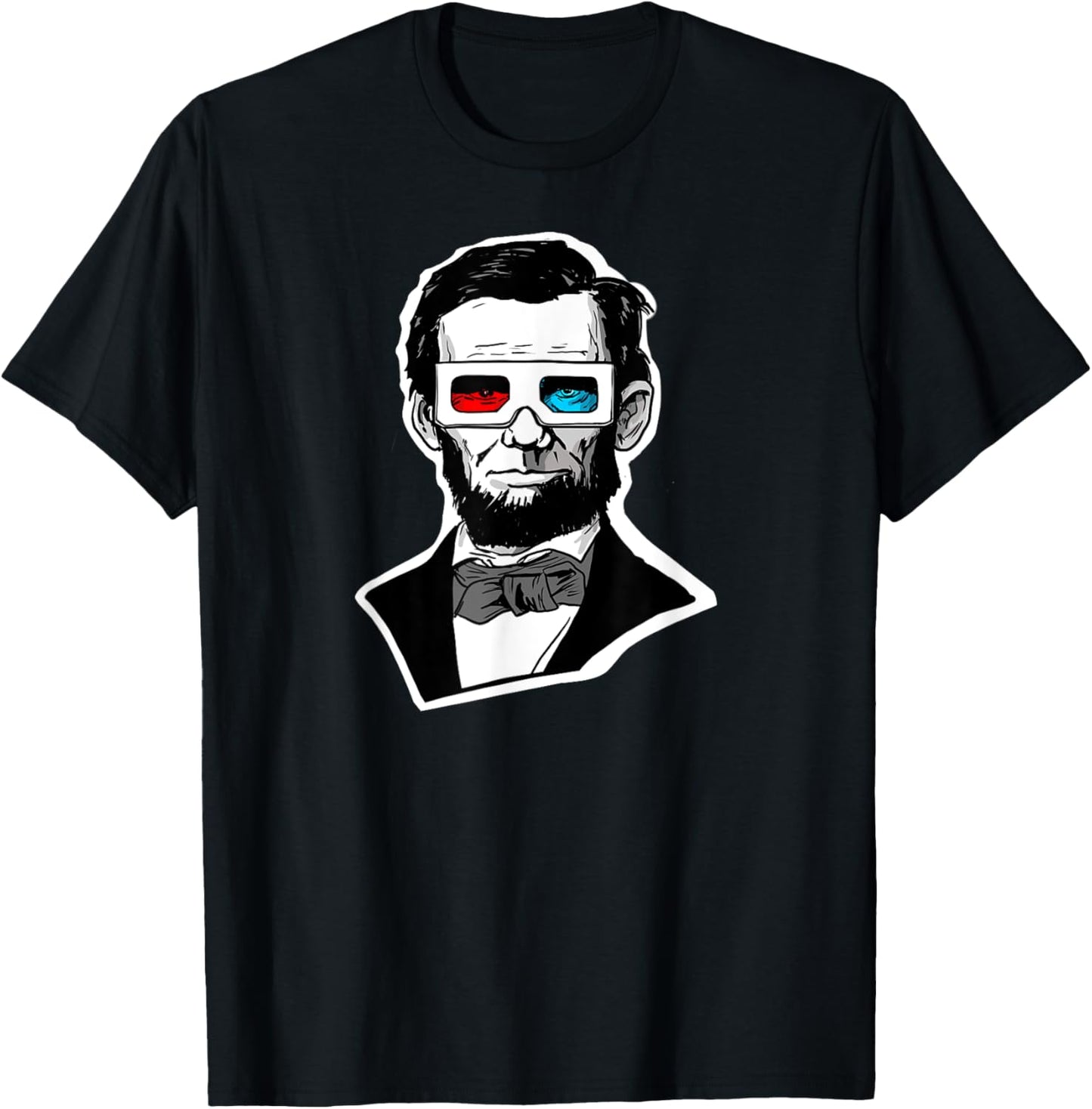 Abraham Lincoln 3D Glasses fun Abe Lincoln Funny 3D Glasses T-Shirt - T-Shirt | Black