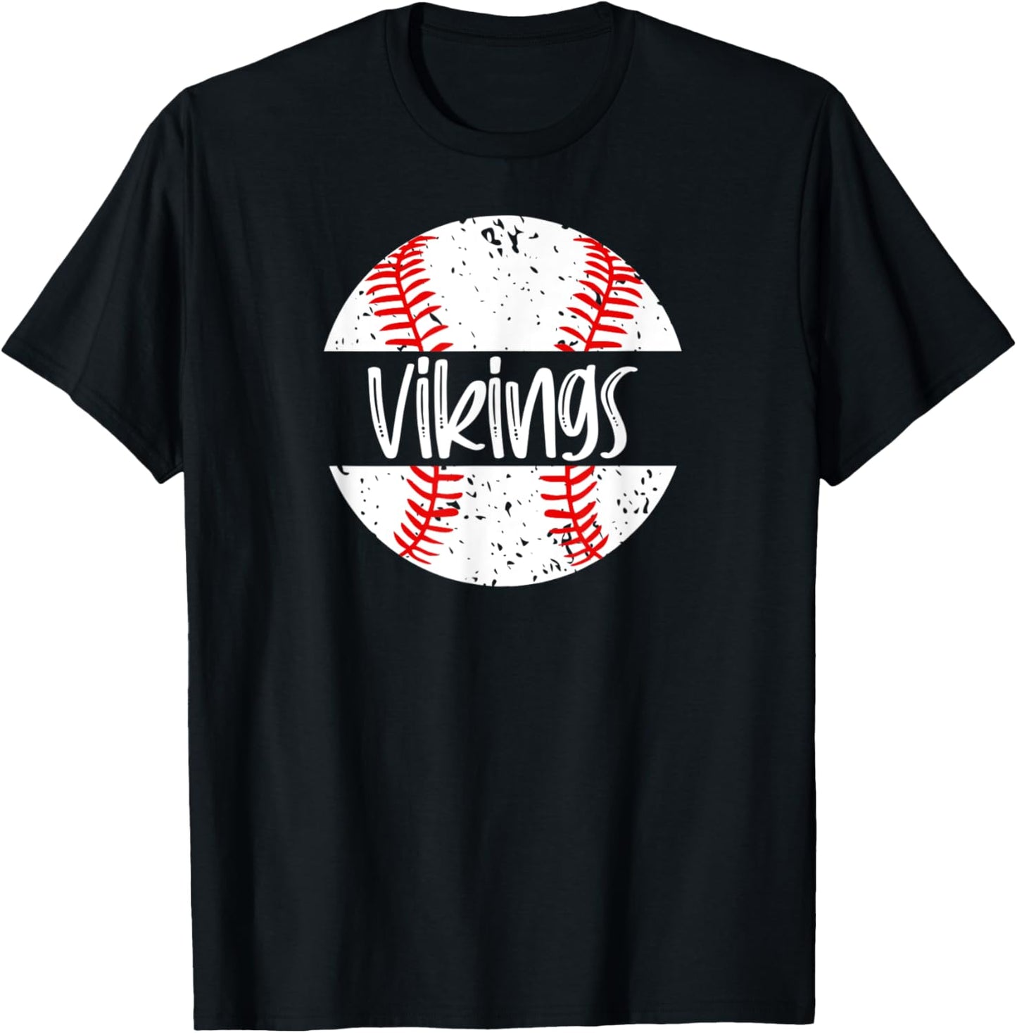 Vikings Baseball Team Mascot School Spirit Game Day T-Shirt - T-Shirt | Black