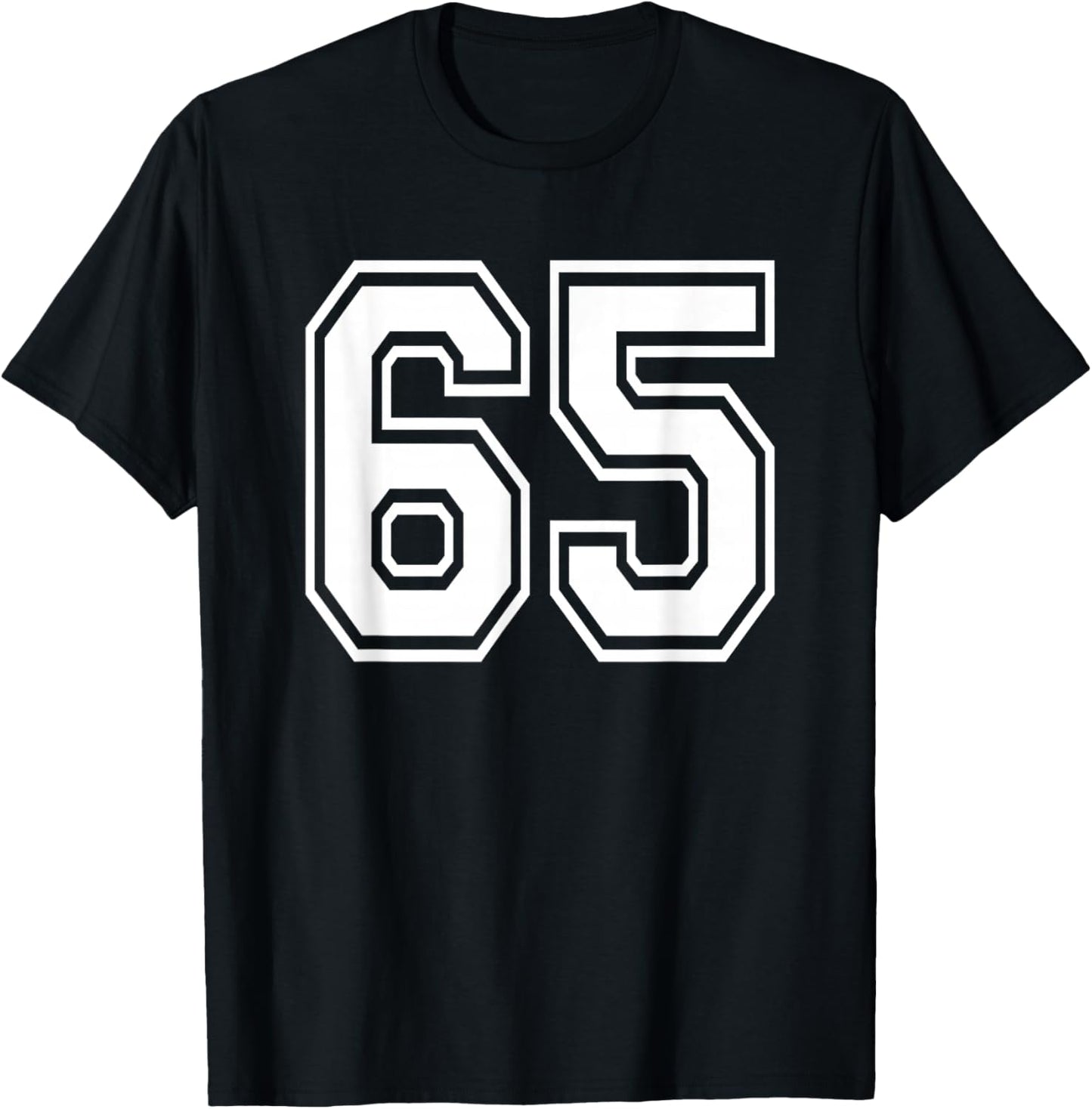 Number 65 Numbered Uniform Sports Jersey Team 65th Birthday T-Shirt - T-Shirt | Black