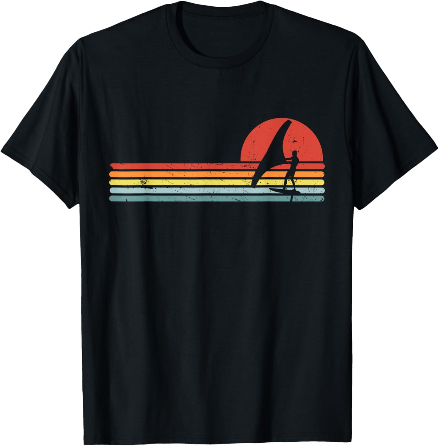 Wing Foiling Foil Surf Surfing Foiler, Retro Vintage Surfer T-Shirt - T-Shirt | Black