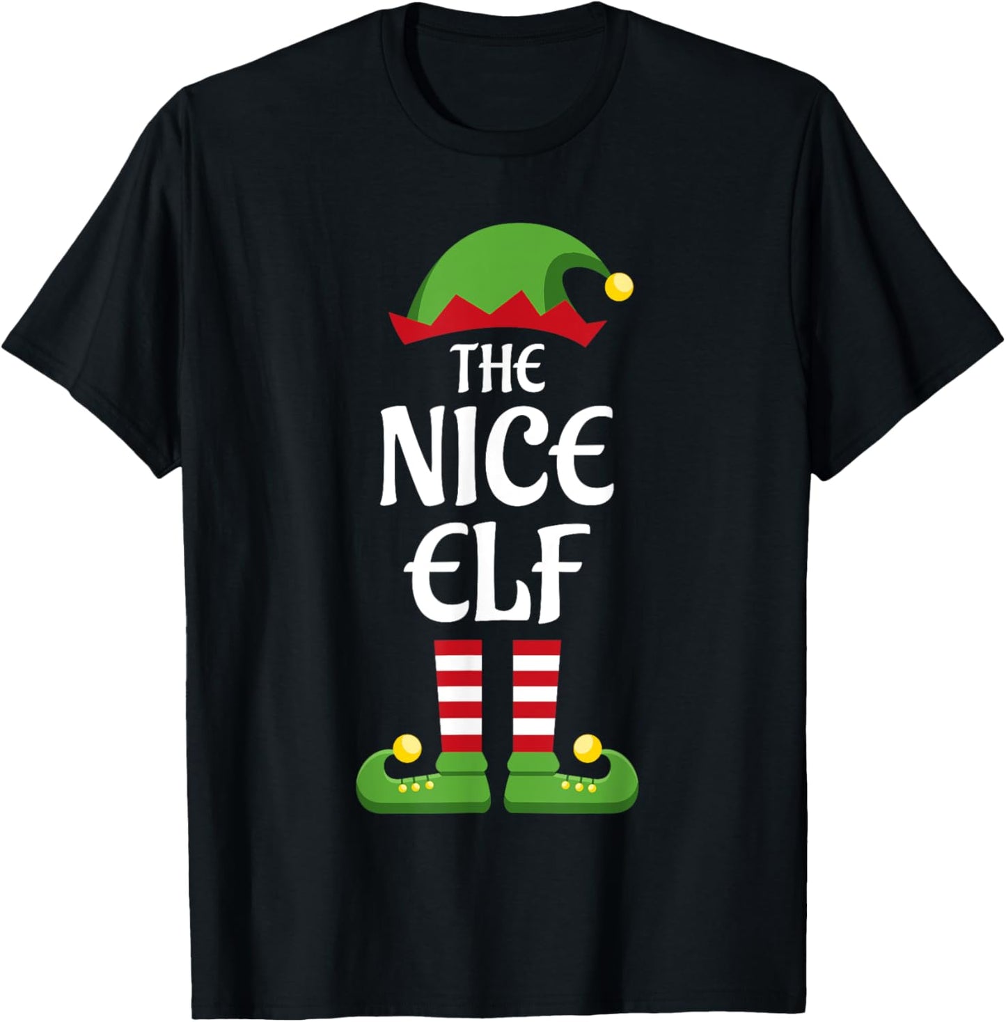 Nice Elf Family Matching Group Christmas T-Shirt - T-Shirt | Black