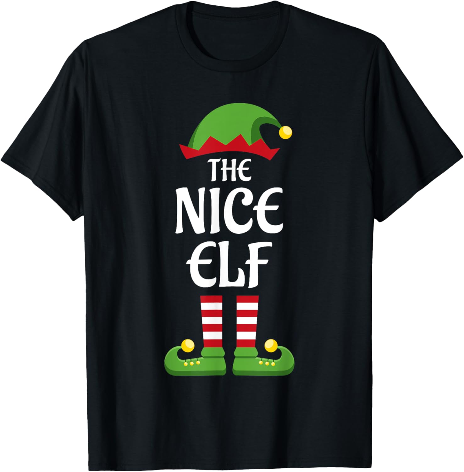 Nice Elf Family Matching Group Christmas T-Shirt - T-Shirt | Black