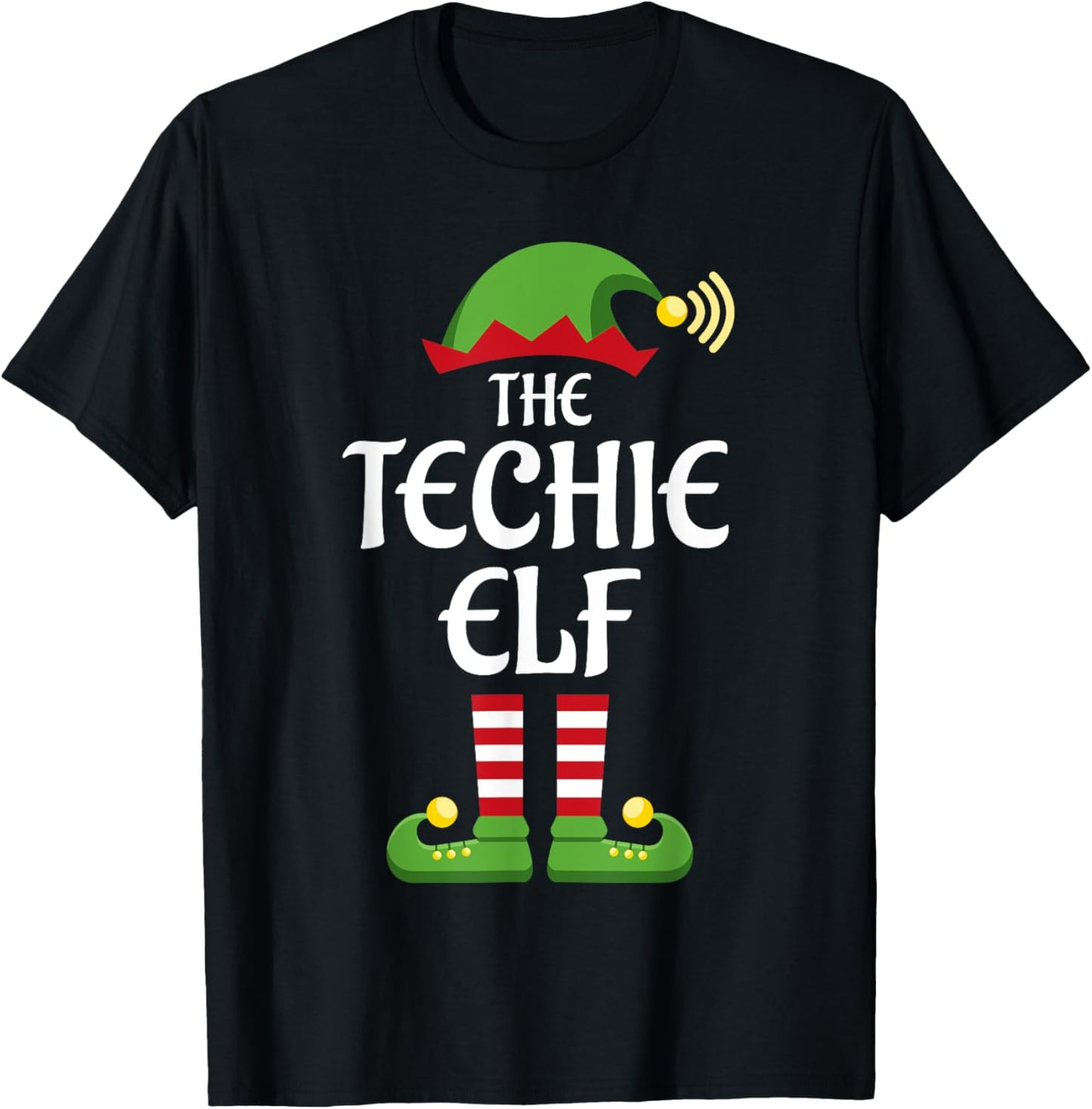 Techie Elf Family Matching Group Christmas T-Shirt - T-Shirt | Black