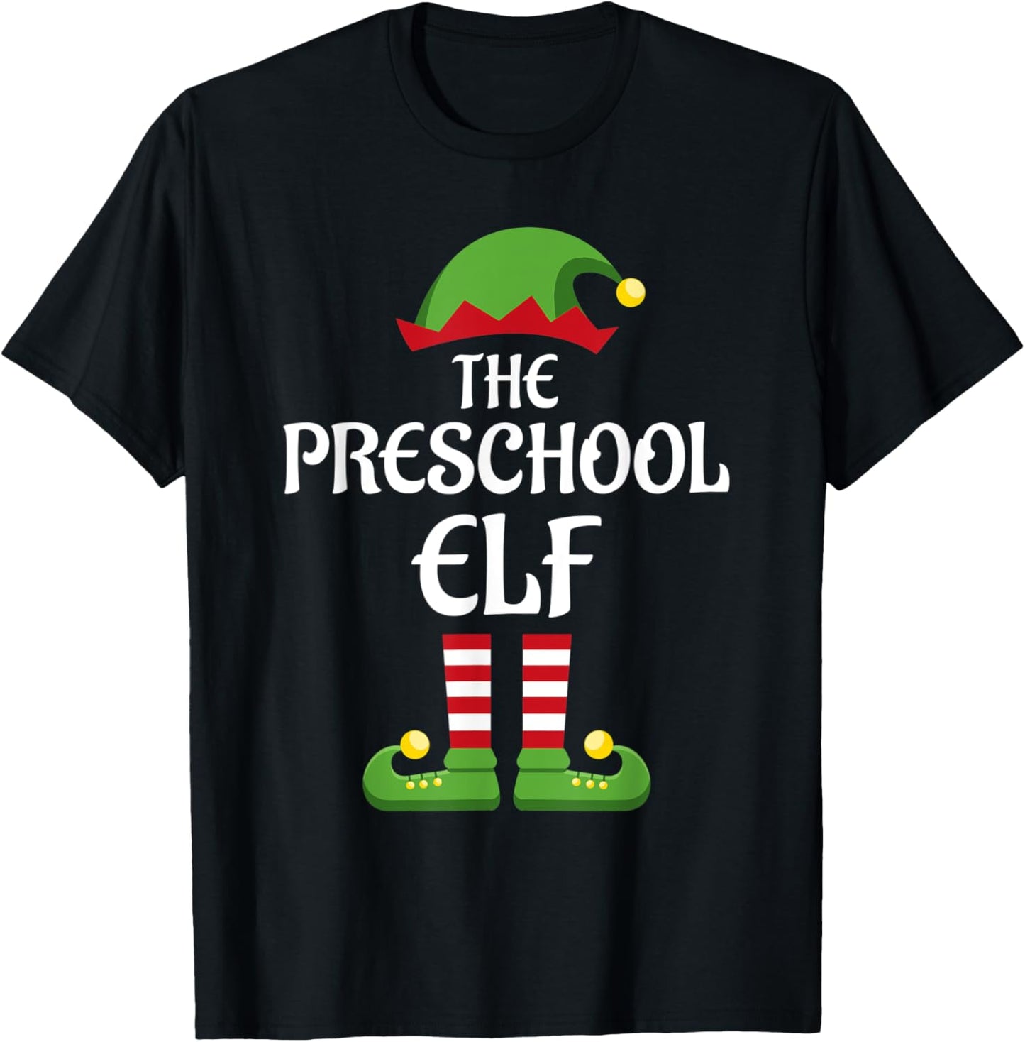 Preschool Elf Family Matching Group Christmas T-Shirt - T-Shirt | Black