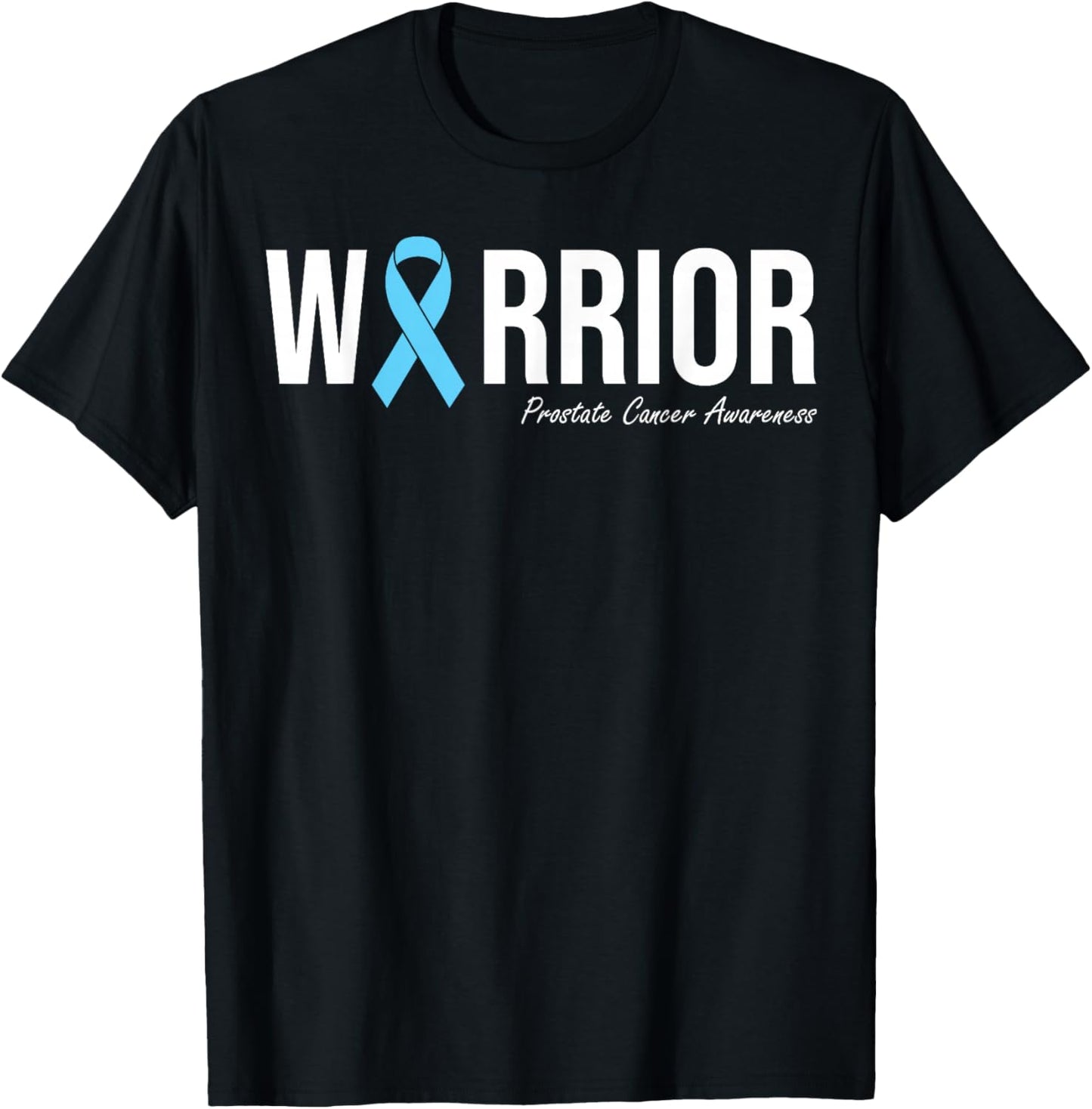 Family Prostate Cancer Awareness Light Blue Ribbon Warrior T-Shirt - T-Shirt | Black