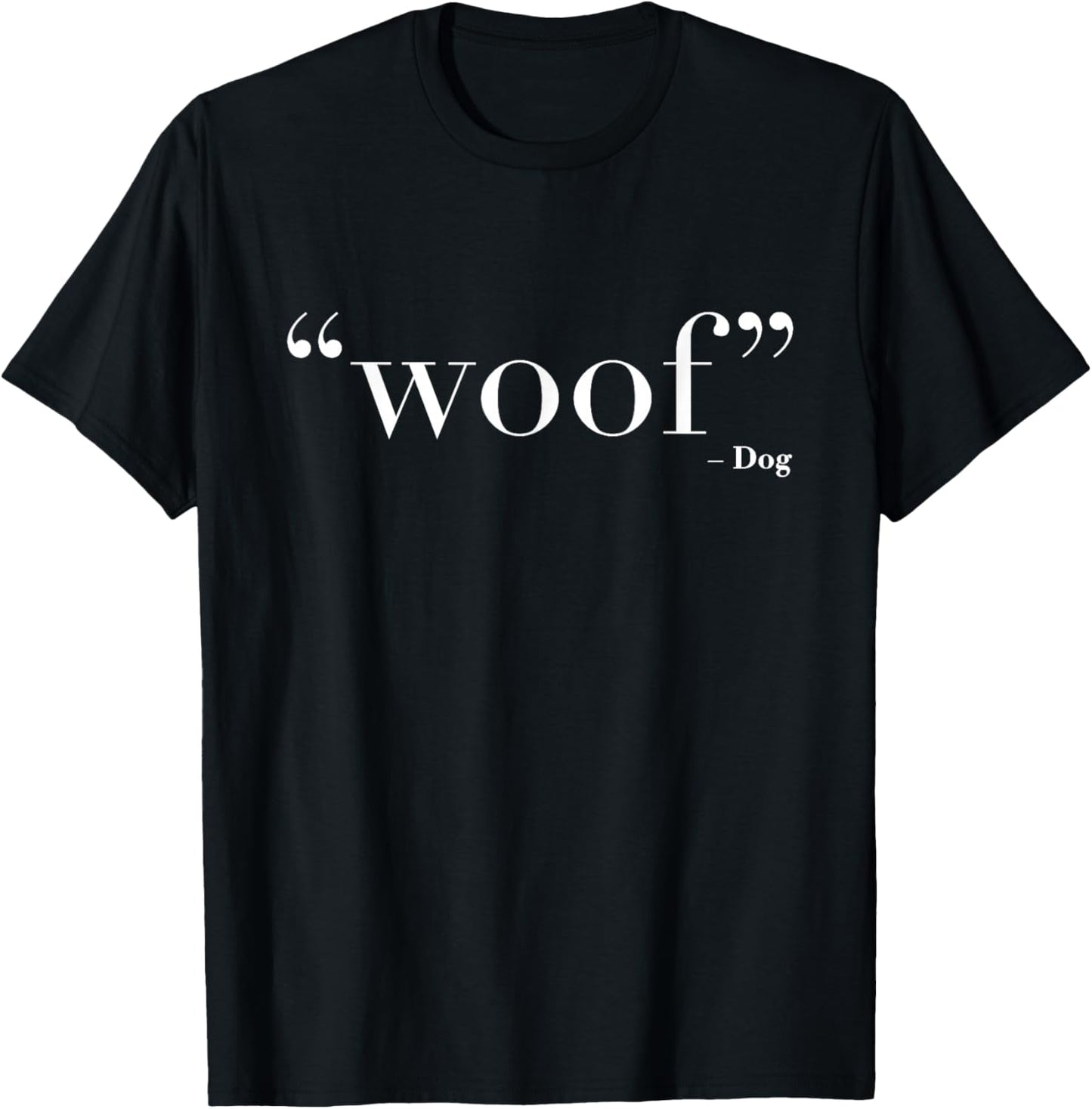 Woof - Dog | Stylish Simple Chic Typography Dog Lover Women Girls Kids T-Shirt - T-Shirt | Black