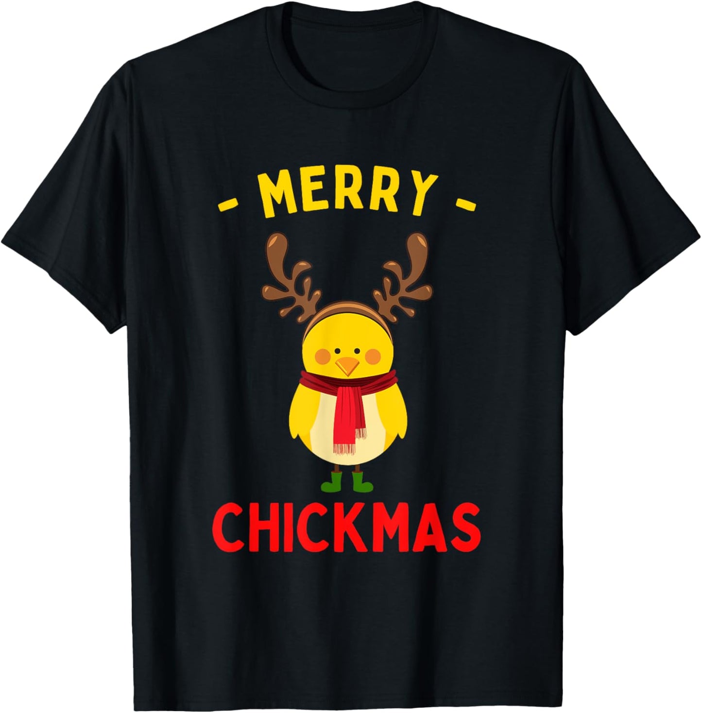 Merry Chickmas Cute Baby Chick Christmas Farm Animal Xmas T-Shirt - T-Shirt | Black
