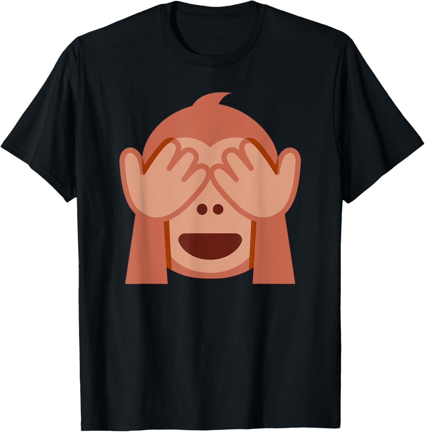 See No Evil Monkey Mizaru Emoticon T-Shirt - T-Shirt | Black