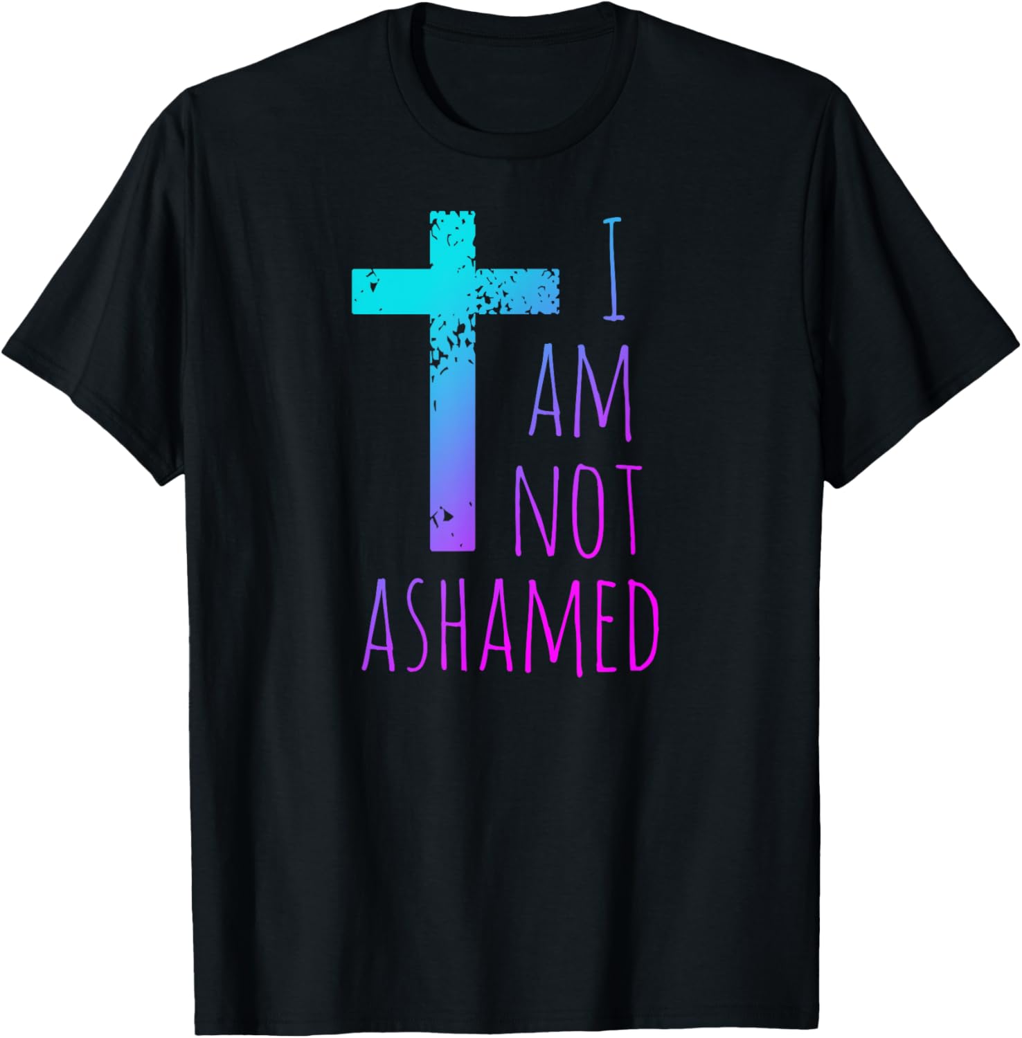 I am not ashamed - Big Red Cross - Gospel Christian Faith T-Shirt - T-Shirt | Black