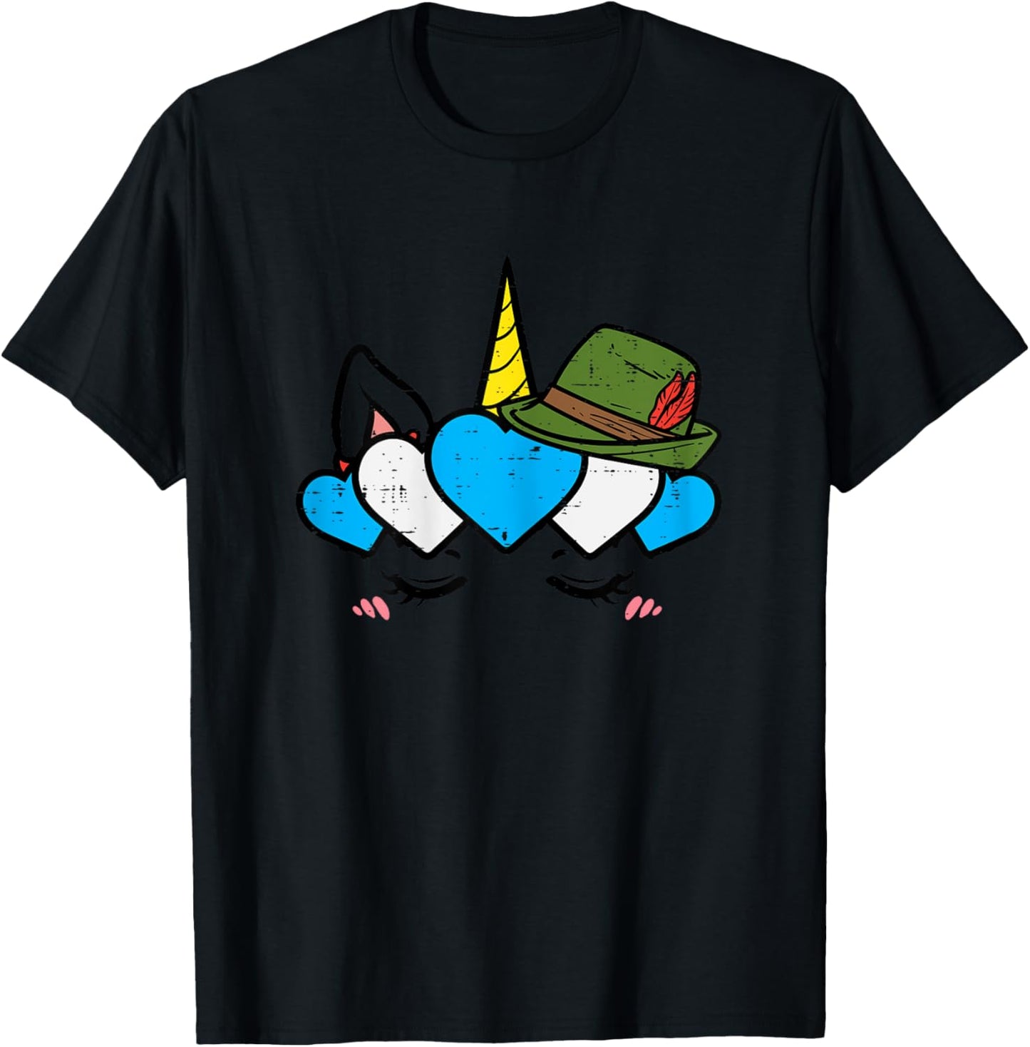 Unicorn Face Oktoberfest Cute German Bavarian Girls Women T-Shirt - T-Shirt | Black