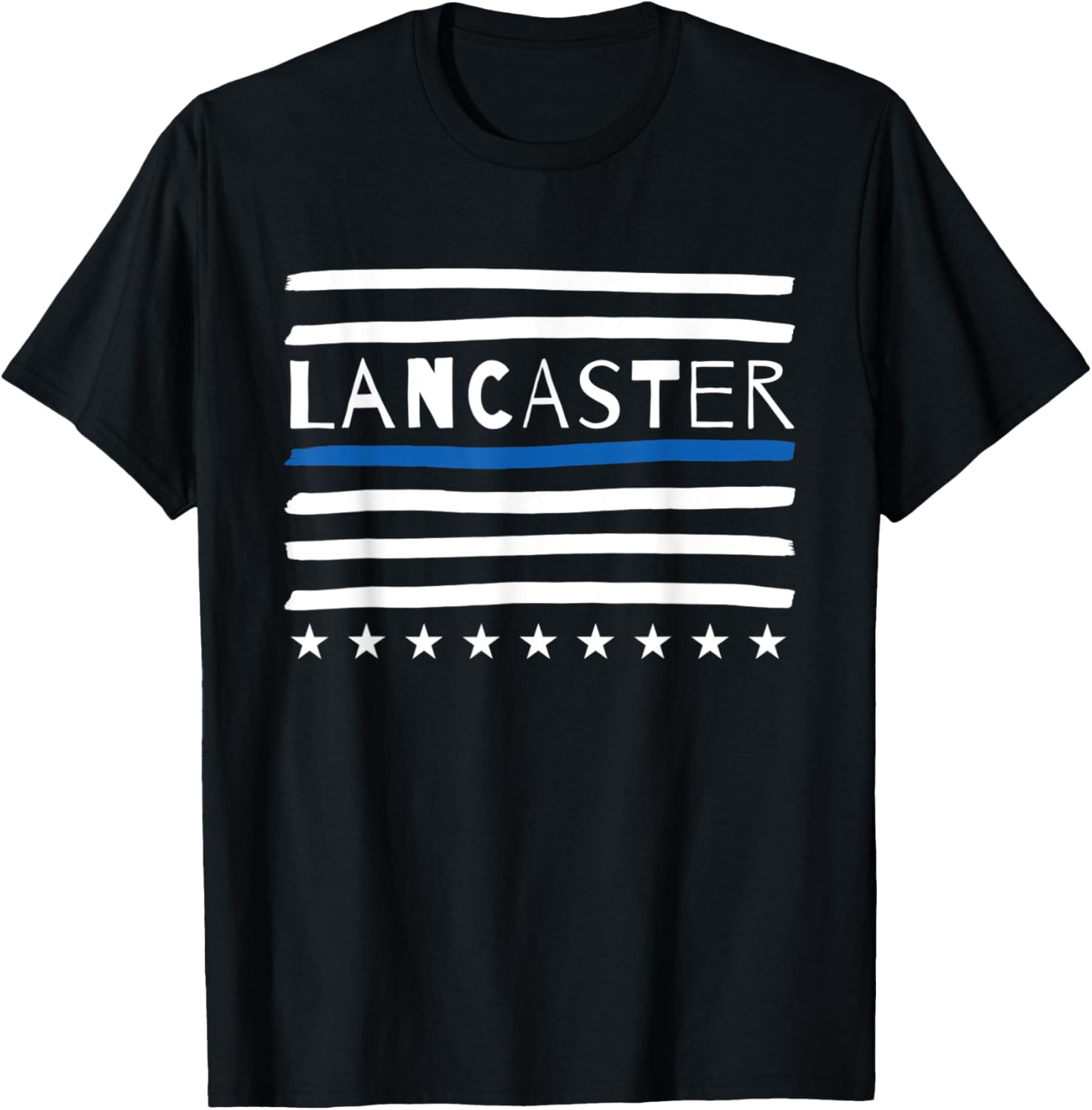 Thin Blue Line Heart Lancaster California Police Officer CA T-Shirt - T-Shirt | Black