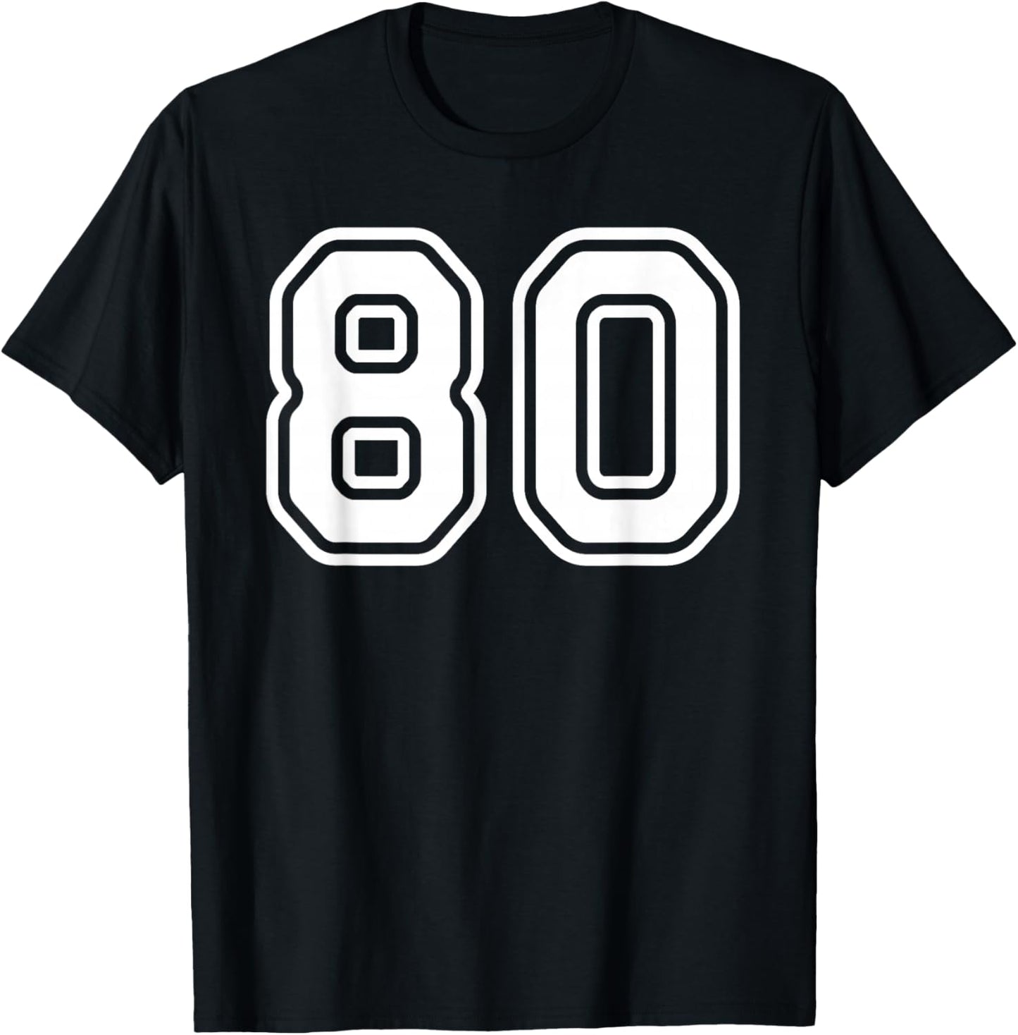 Number #80 Sport Varsity Number T-Shirt - T-Shirt | Black