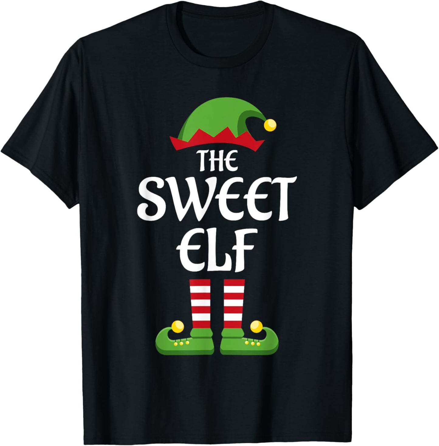 Sweet Elf Family Matching Group Christmas Sweetie T-Shirt - T-Shirt | Black