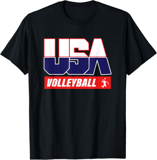 USA Team volleyball - men & women American sports T-Shirt - T-Shirt | Black