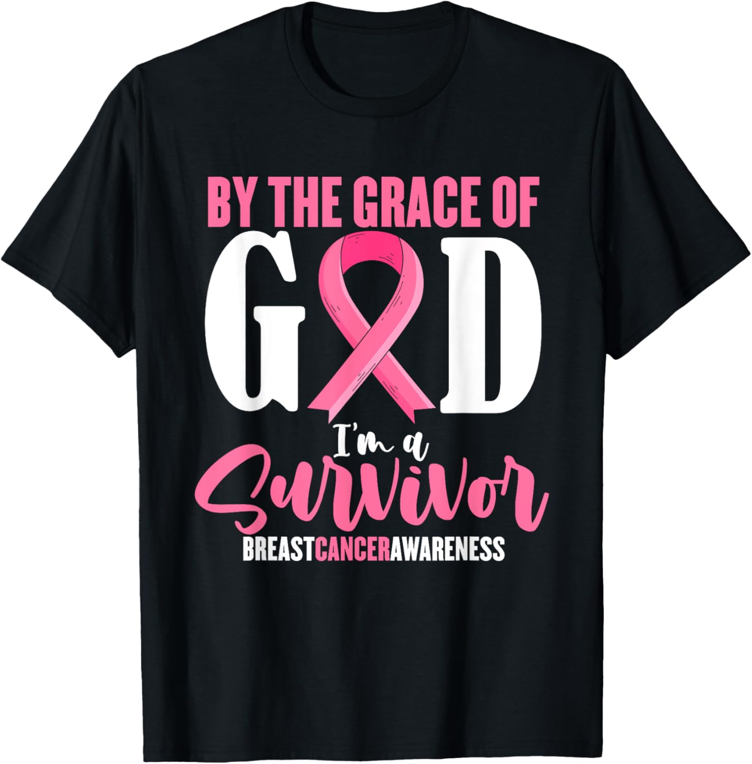 By the grace god I'm a survivor breast cancer awareness T-Shirt - T-Shirt | Black