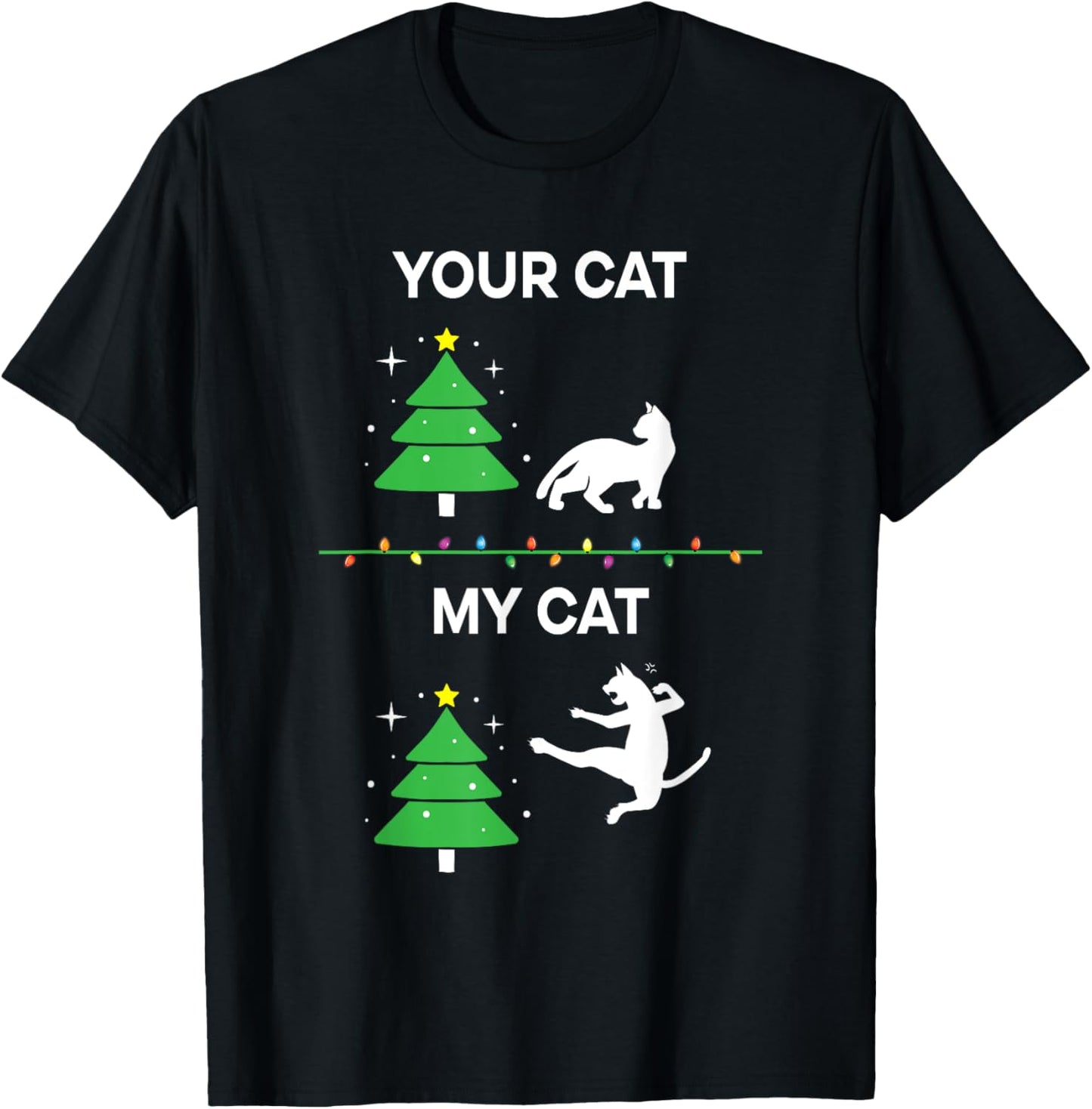 Funny Cat Christmas Cat Funny Men Women Kids T-Shirt - T-Shirt | Black