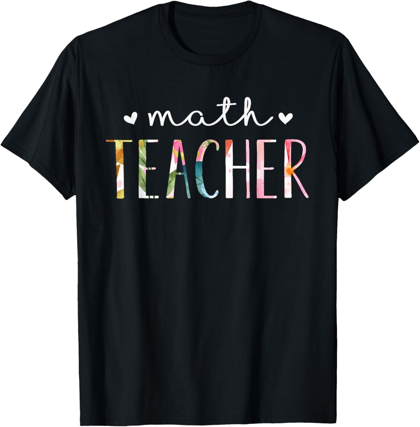 Math Teacher Cute Floral Design T-Shirt - T-Shirt | Black