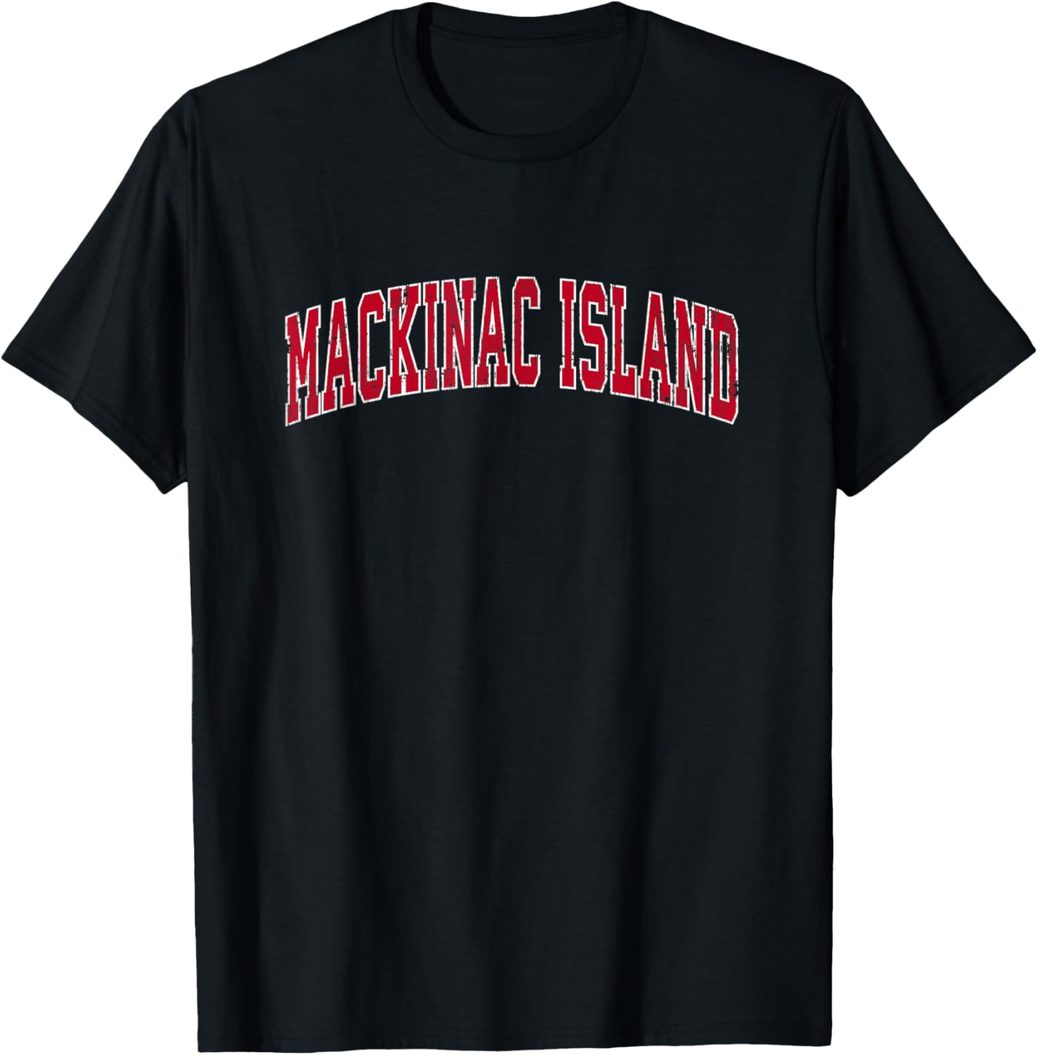 Mackinac Island Michigan MI Vintage Sports Design Red Design T-Shirt - T-Shirt | Black