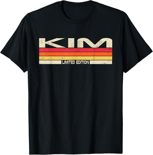 Kim Surname Birthday Family Reunion 80s 90s Sunset T-Shirt - T-Shirt | Black