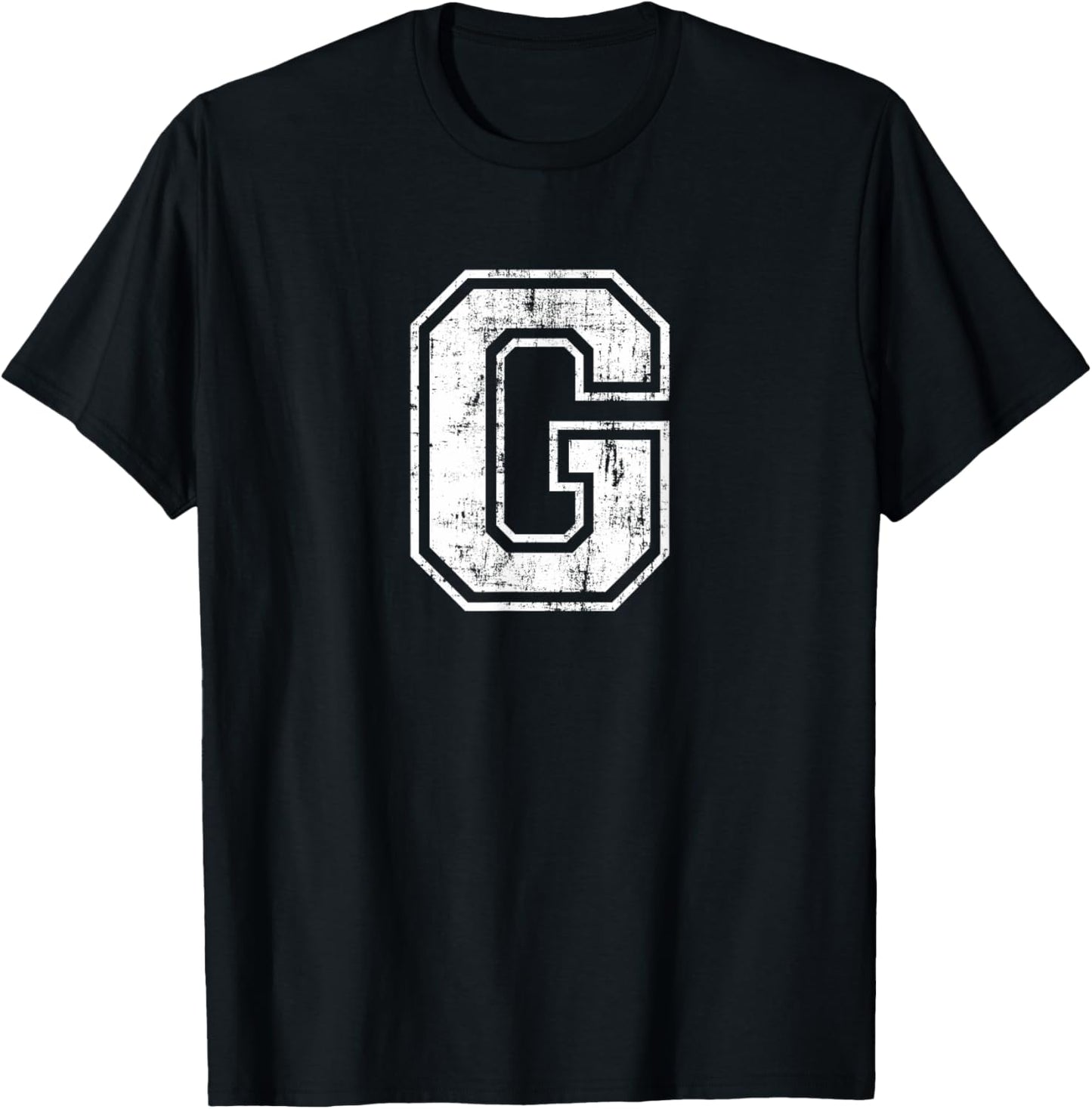 Letter G Uppercase Alphabet Initial School College Varsity T-Shirt - T-Shirt | Black