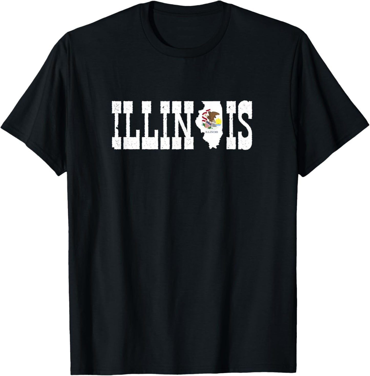 Illinois State and Illinois Flag with Pride for Illinois T-Shirt - T-Shirt | Black